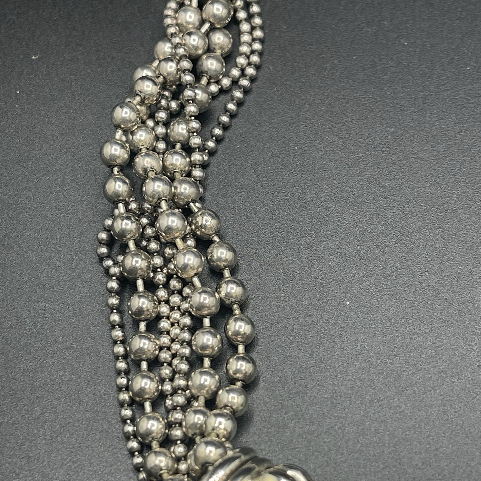 VTG Signed PISCITELLI 7 Strands Silver & Gold Tone Rams Head Statement Necklace