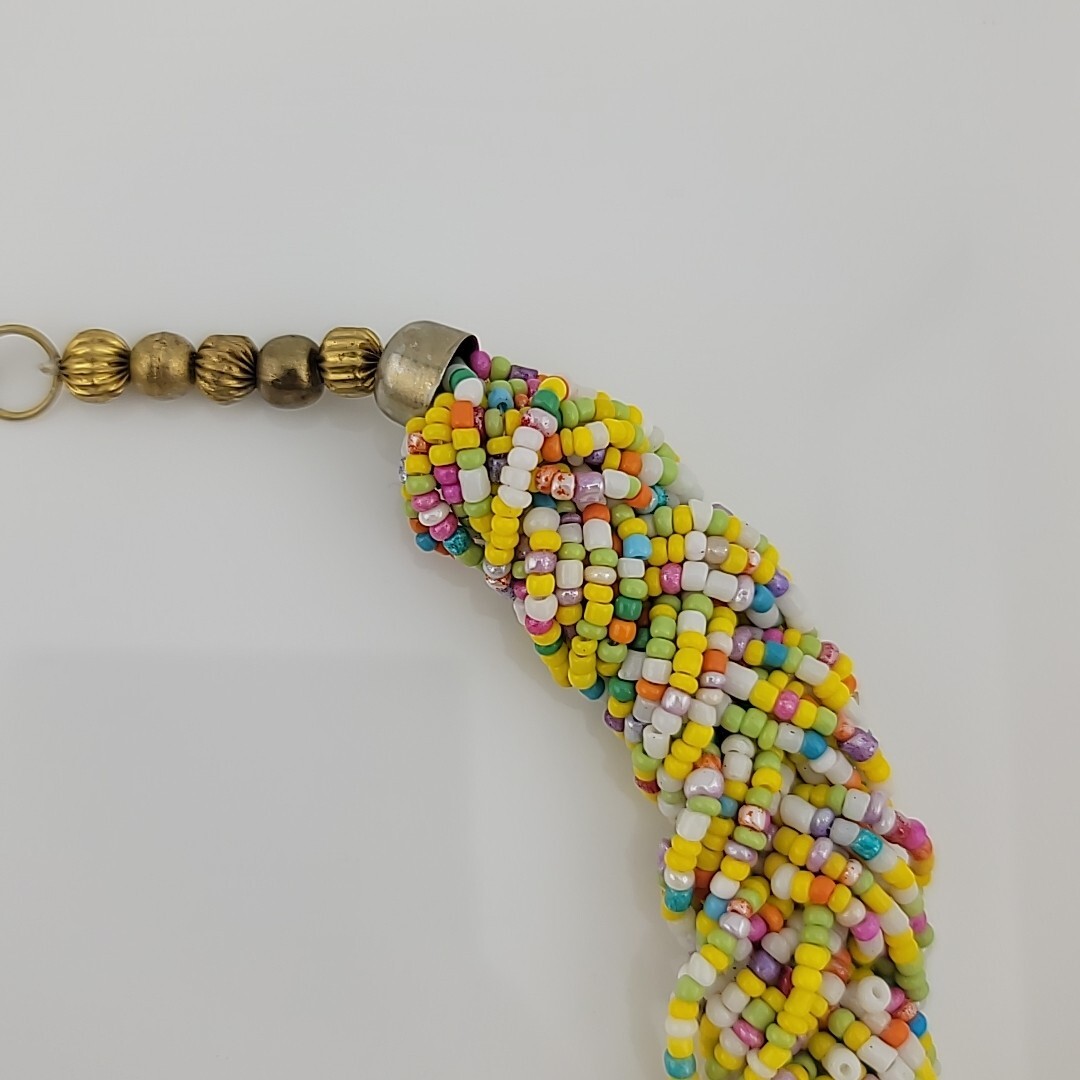 Vintage Braided Seed Bead 19″ Necklace Easter Multicolor Chunky Retro