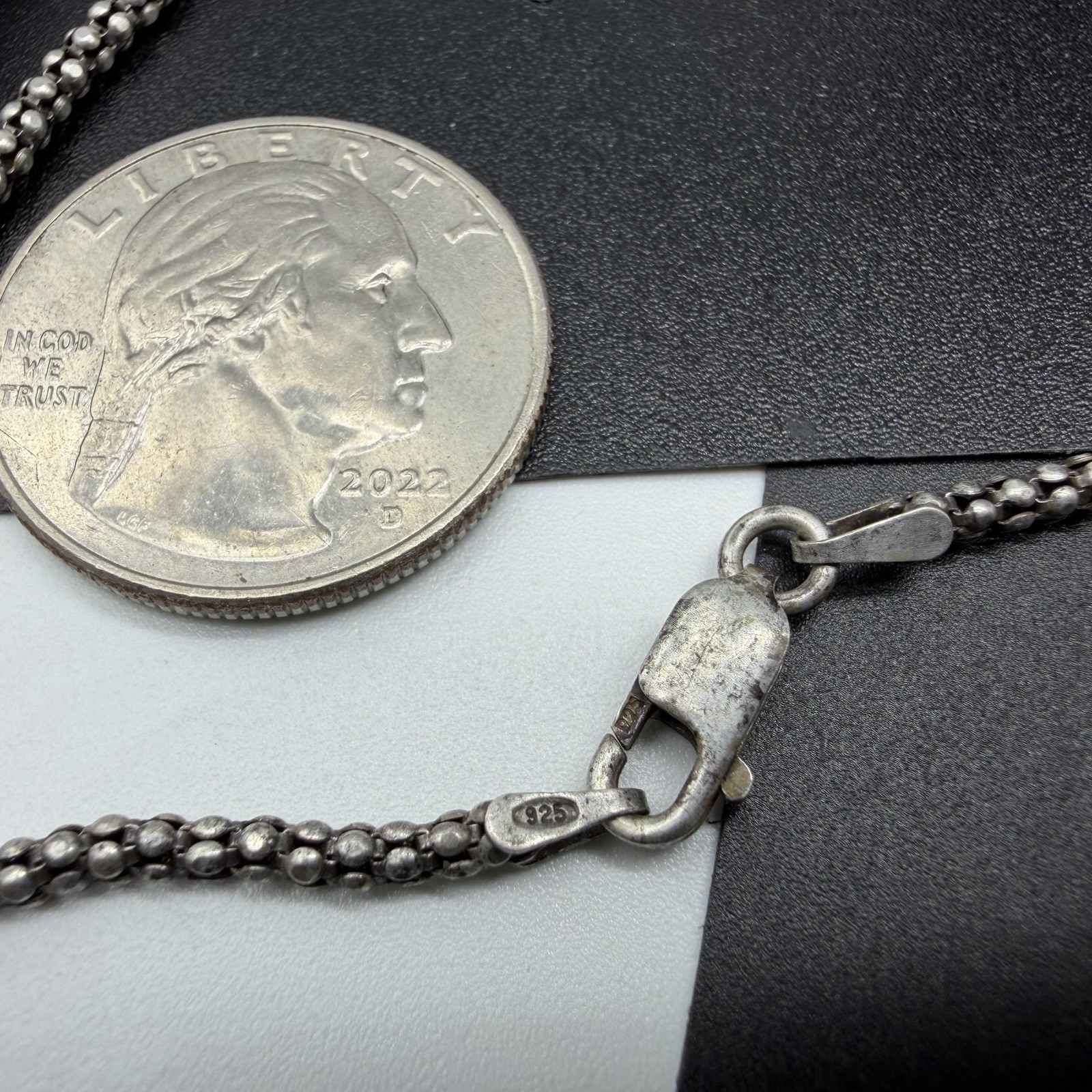 Vintage Italy 925 Sterling Silver 2.33mm Popcorn Chain 18″ Necklace 4.3g Lobster