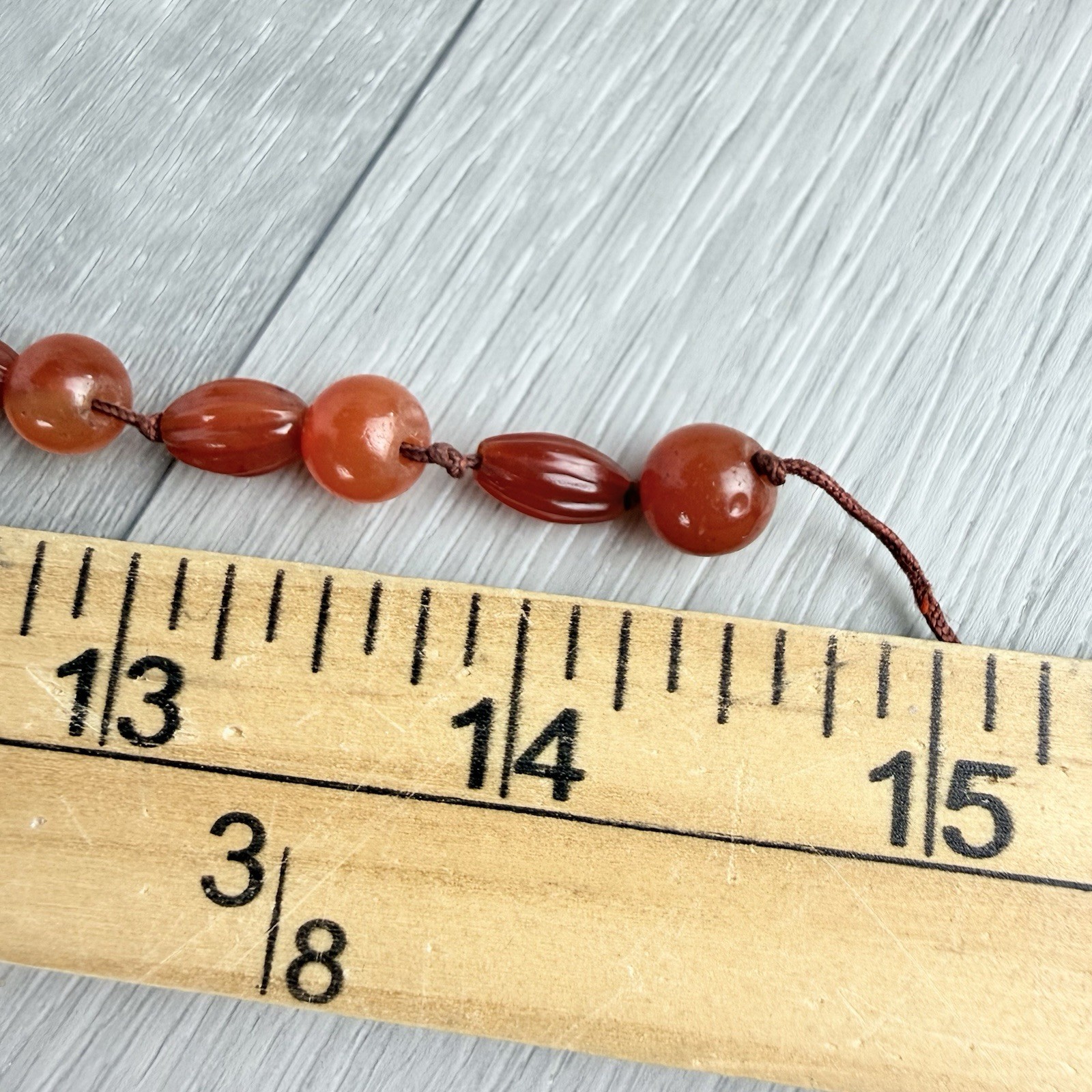 Vintage Possibly Antique Hand Knotted Carnelian Beaded Necklace Needs a Clasp