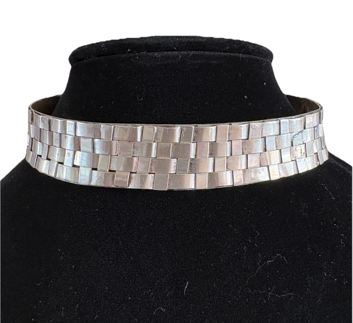 VTG Celia Sebiri Sterling Silver 15″ Necklace Heavy Woven Collar Choker 64 Grams