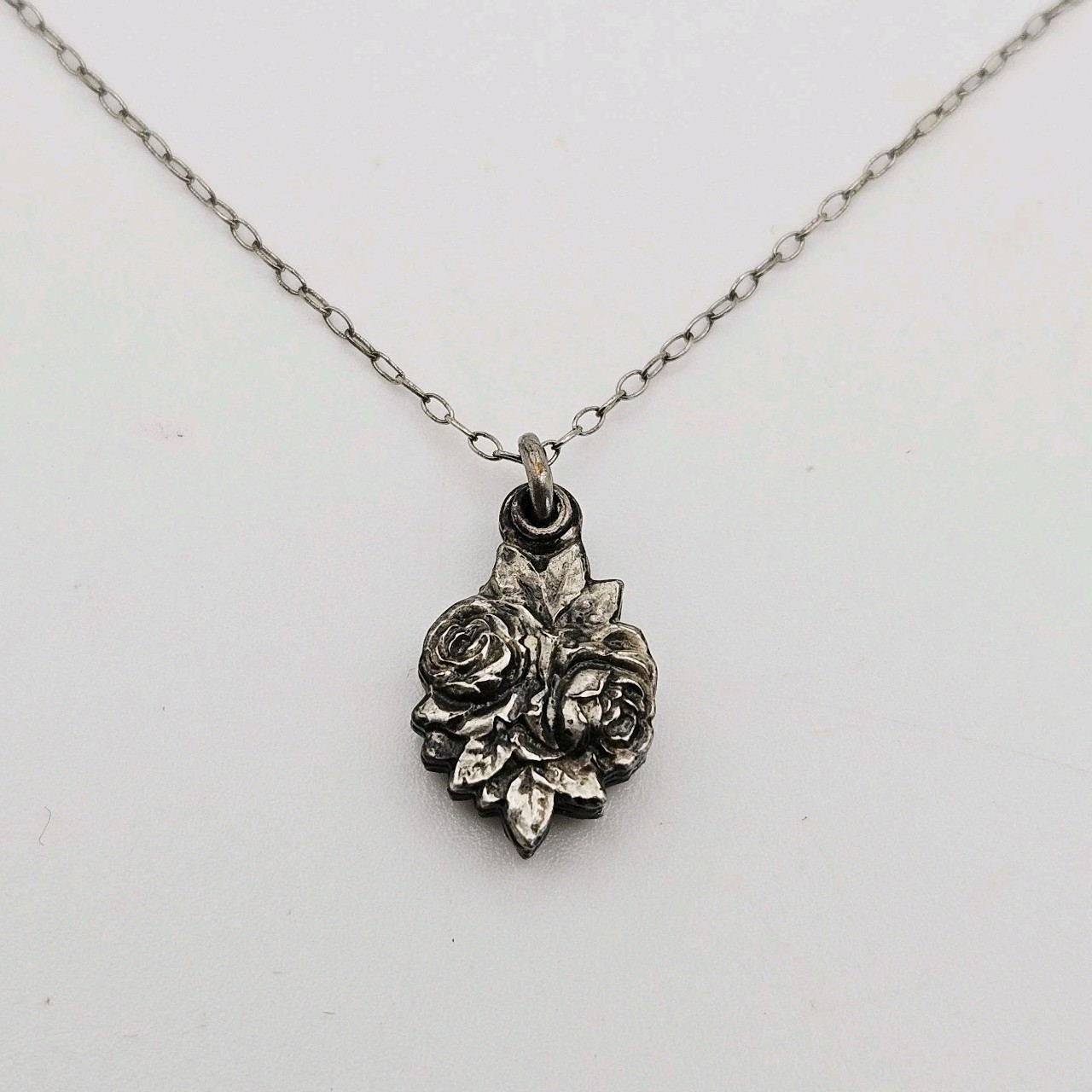 Sterling Silver Miraculous Mary Sliding Rose Pendant Medal Catholic charm