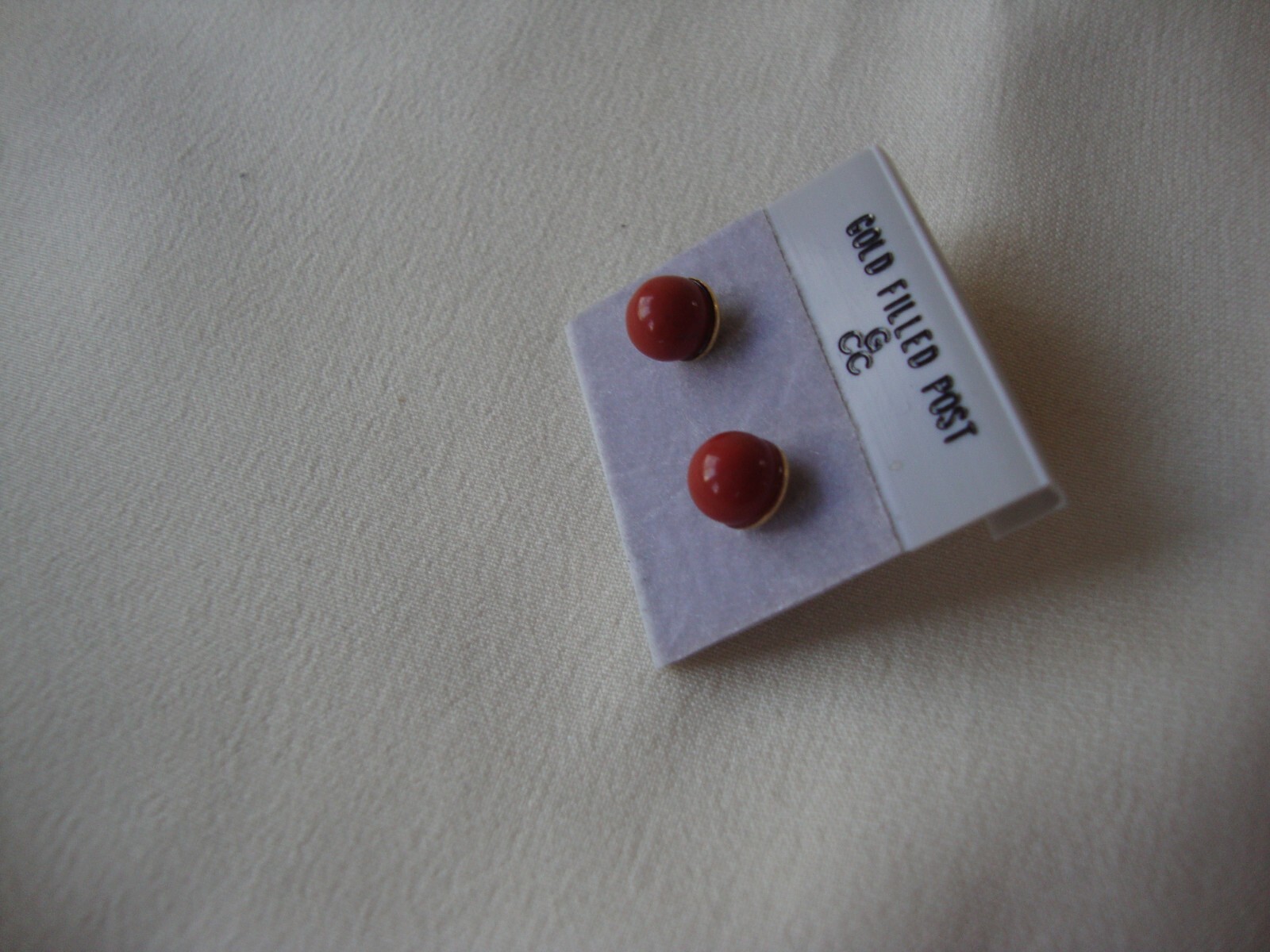 VINTAGE 1970s CLASSIC RED JASPER 6MM BALL GOLD FILLED POST STUD EARRINGS
