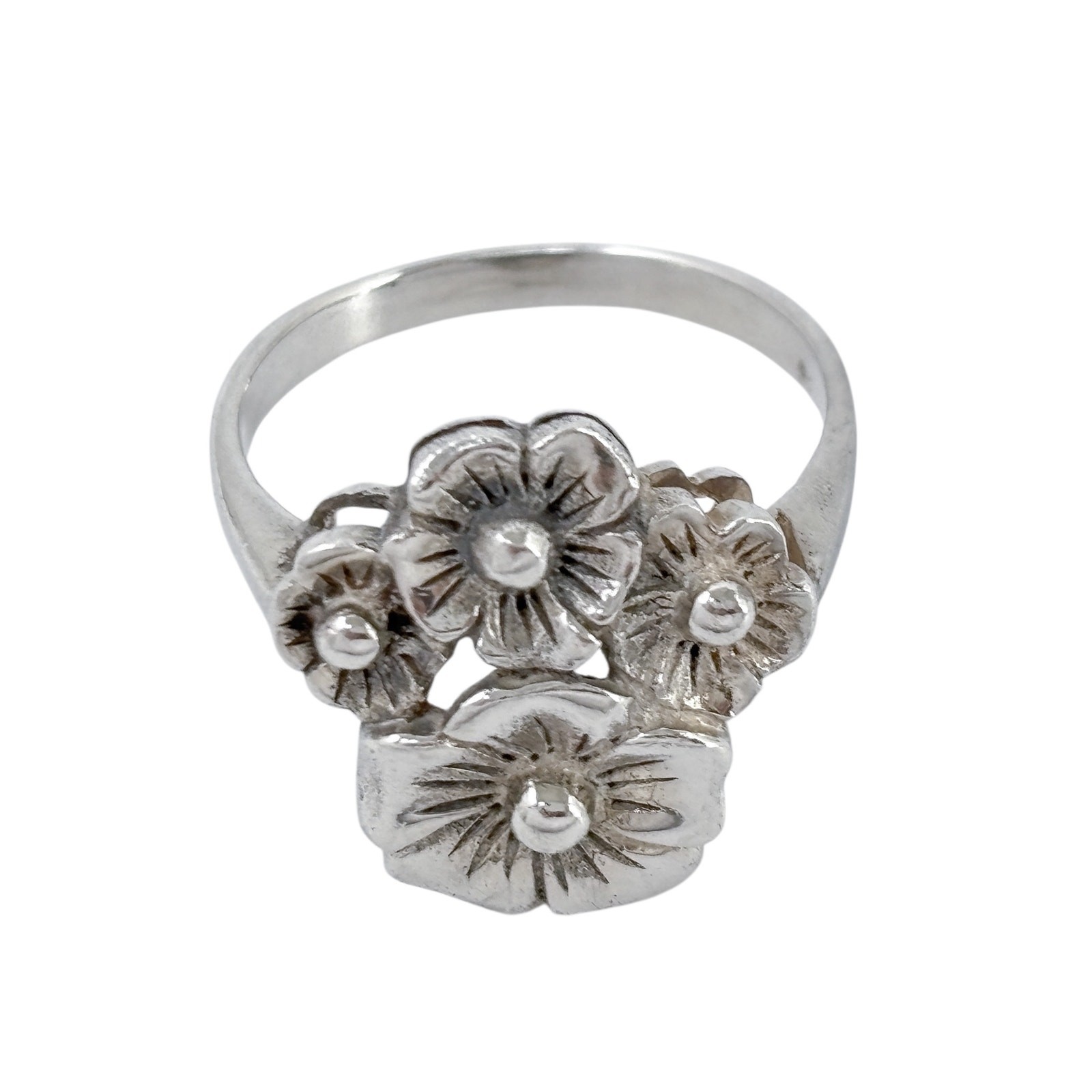 Vintage Sterling Silver 925 Floral Cluster Ring Size 9.5
