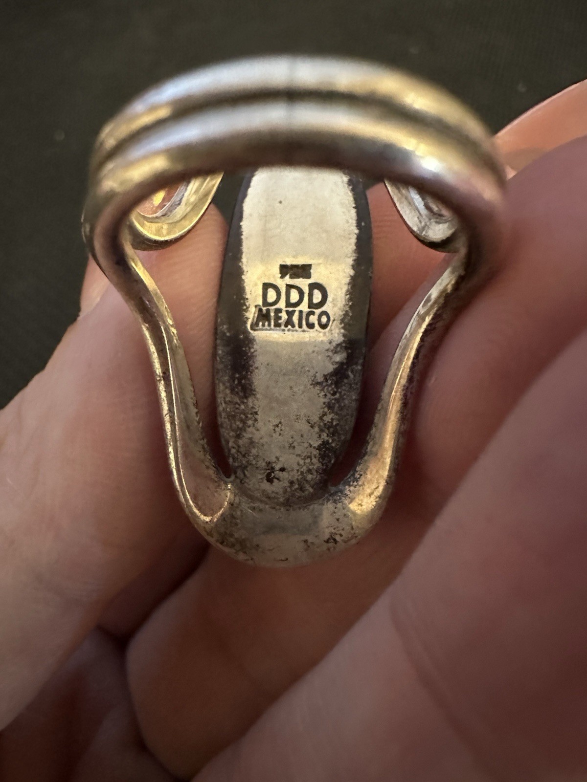 DDD Dominique Dinouart Mexico Sterling Silver 925 Amber Cocktail Ring, Size 8.25