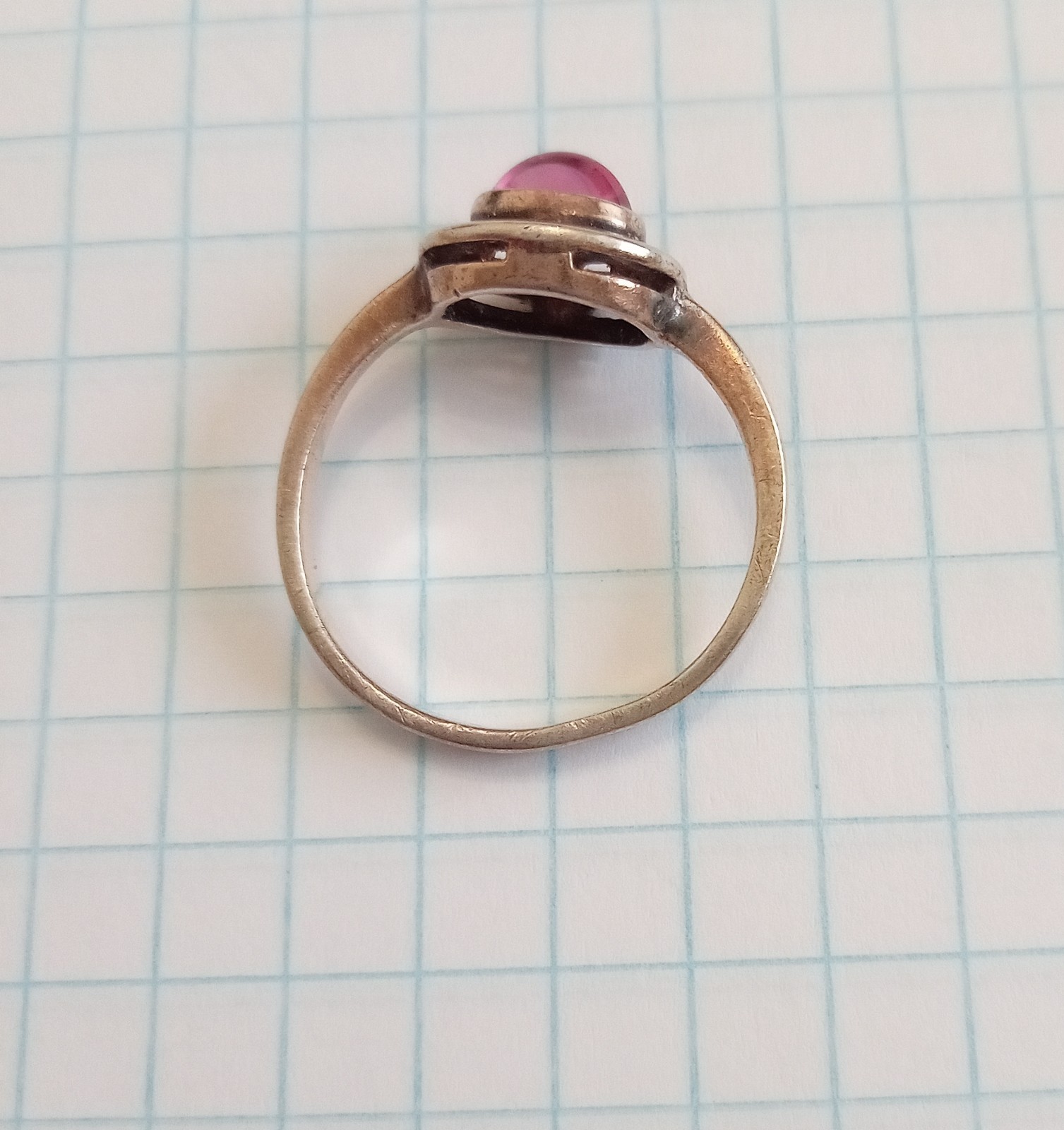 Vintage Ring Pink Cabochon Silver 925 test star USSR time Women Jewelry siz 6.75