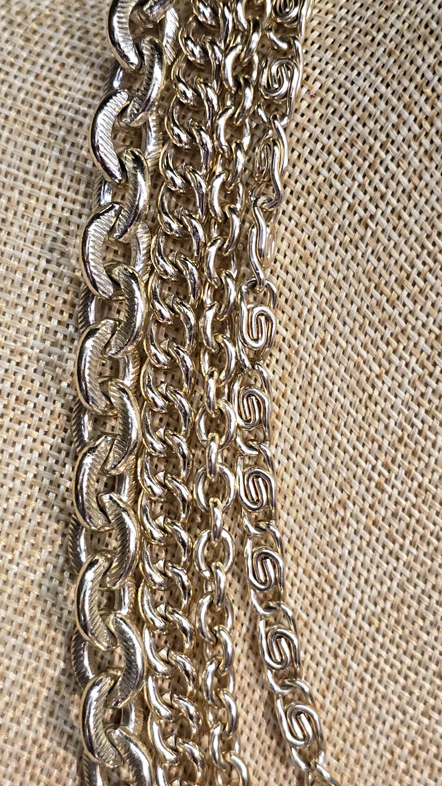 Vintage Coro Signed Multi Row Lightweight Chunky Chain Necklace Gold Tone