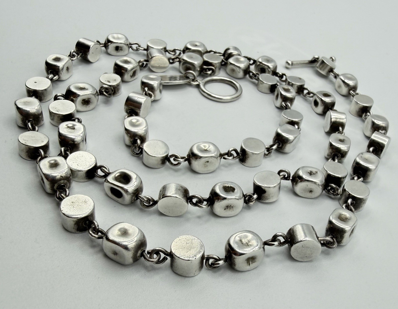 Vtg Brenda Schoenfeld 1995 Sterling Silver 925 MEX Designer Modernist Necklace
