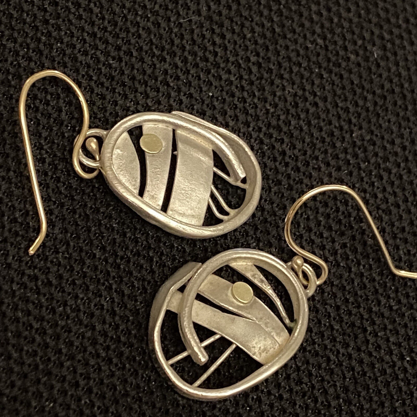 ARTISAN HAND MADE ESTATE STERLING SILVER MODERNIST VERMEIL DETAIL 1 1/8” X 1/2”