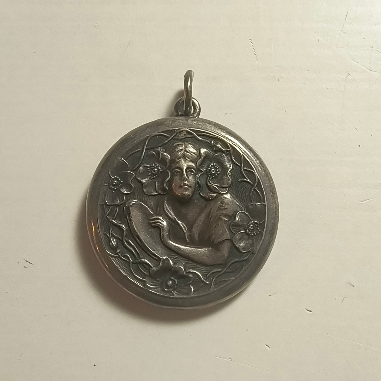 Antique Unger Brother Style Serling Silver Locket Pendant Art Nouveau W.N. CO