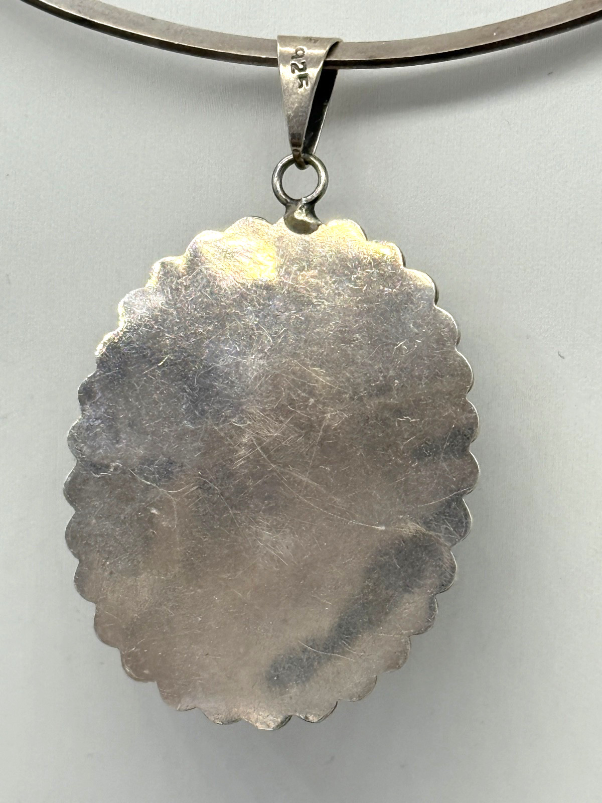 Vintage Taxco Silver Pendant TC 285 Mexico 925 Oval Green Glass Pendant ONLY