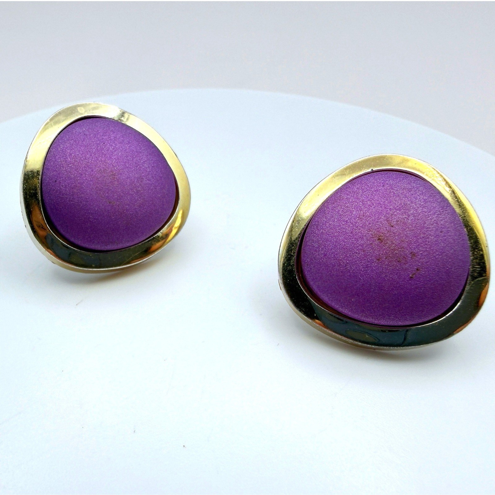 Vintage Purple Velvet Theatre Night Stone Coated Aluminium Retro Enamel Earrings