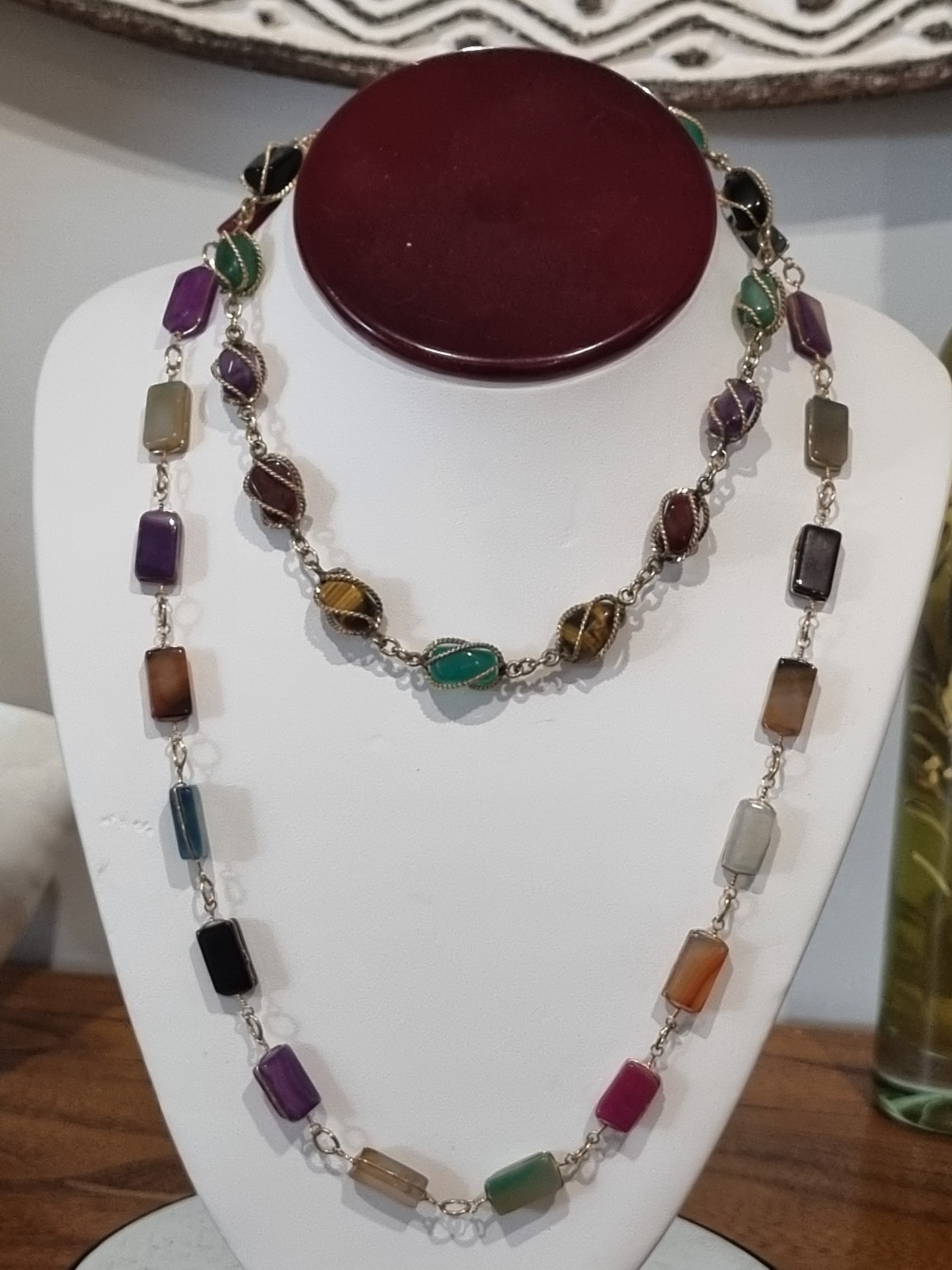 Vintage 1960s 12k Gold Filled Semi Precious stone necklaces See Video
