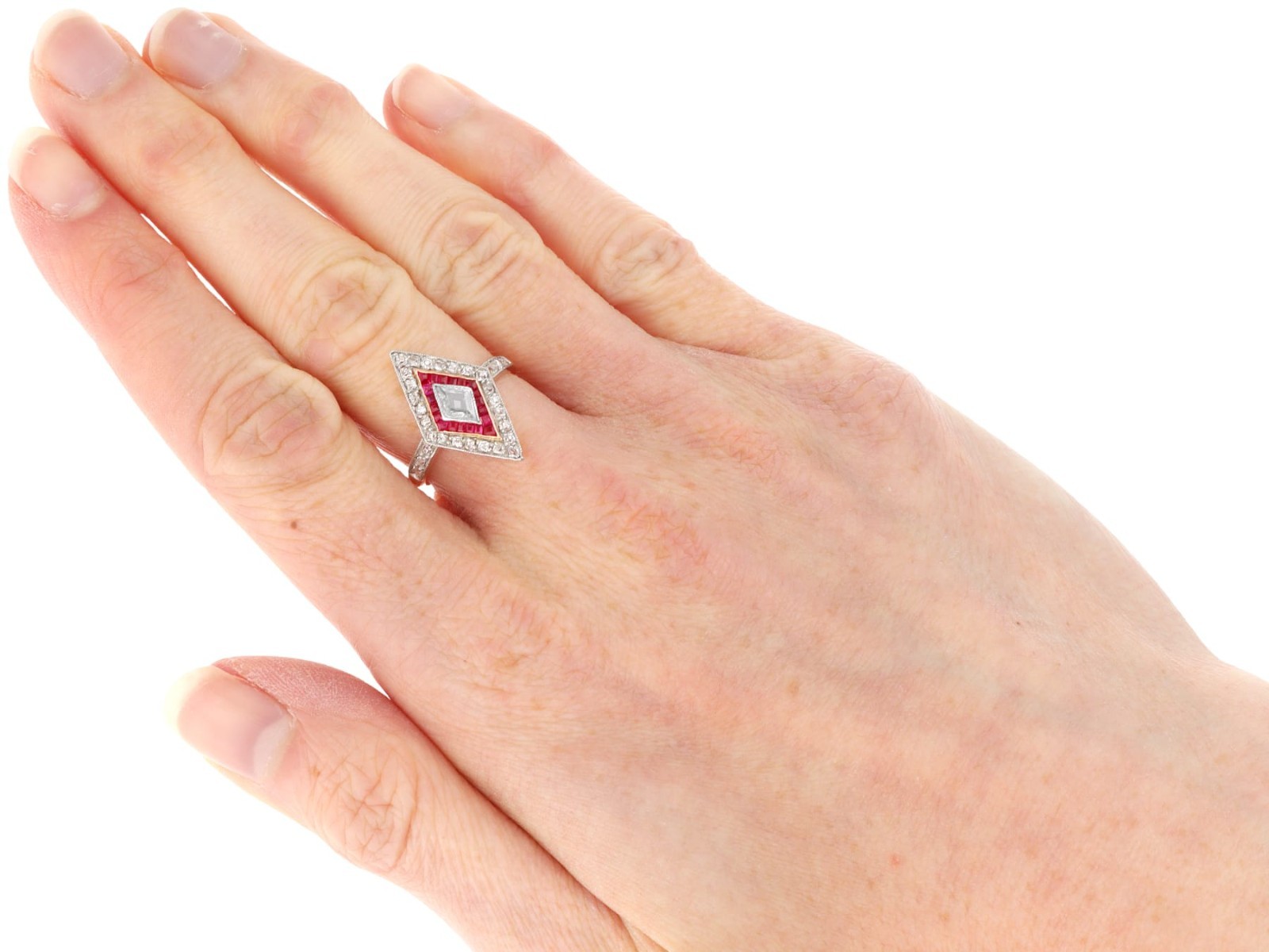 Antique 0.23Ct Ruby and 0.97Ct Diamond 18k Rose Gold Dress Ring Circa 1910