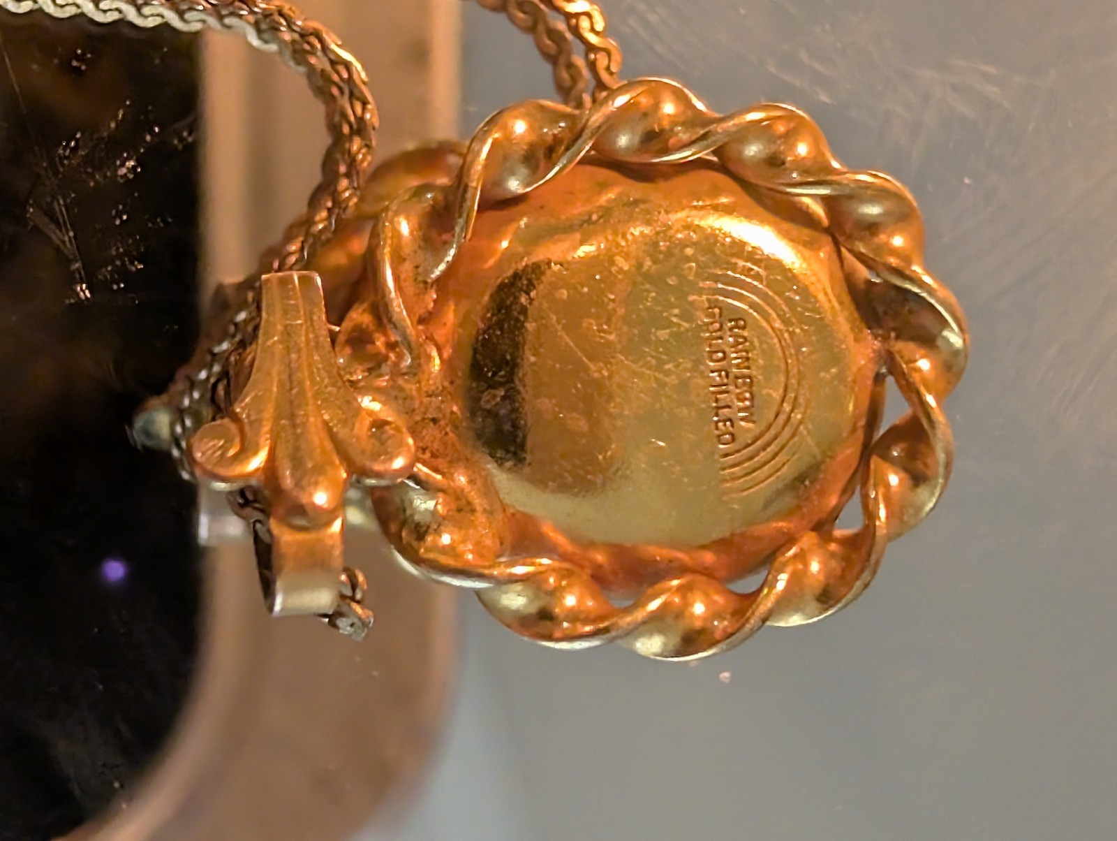 Vintage Rainbow Gold Filled Cameo Set – Sterling Earrings & Pendant – 16” Chain