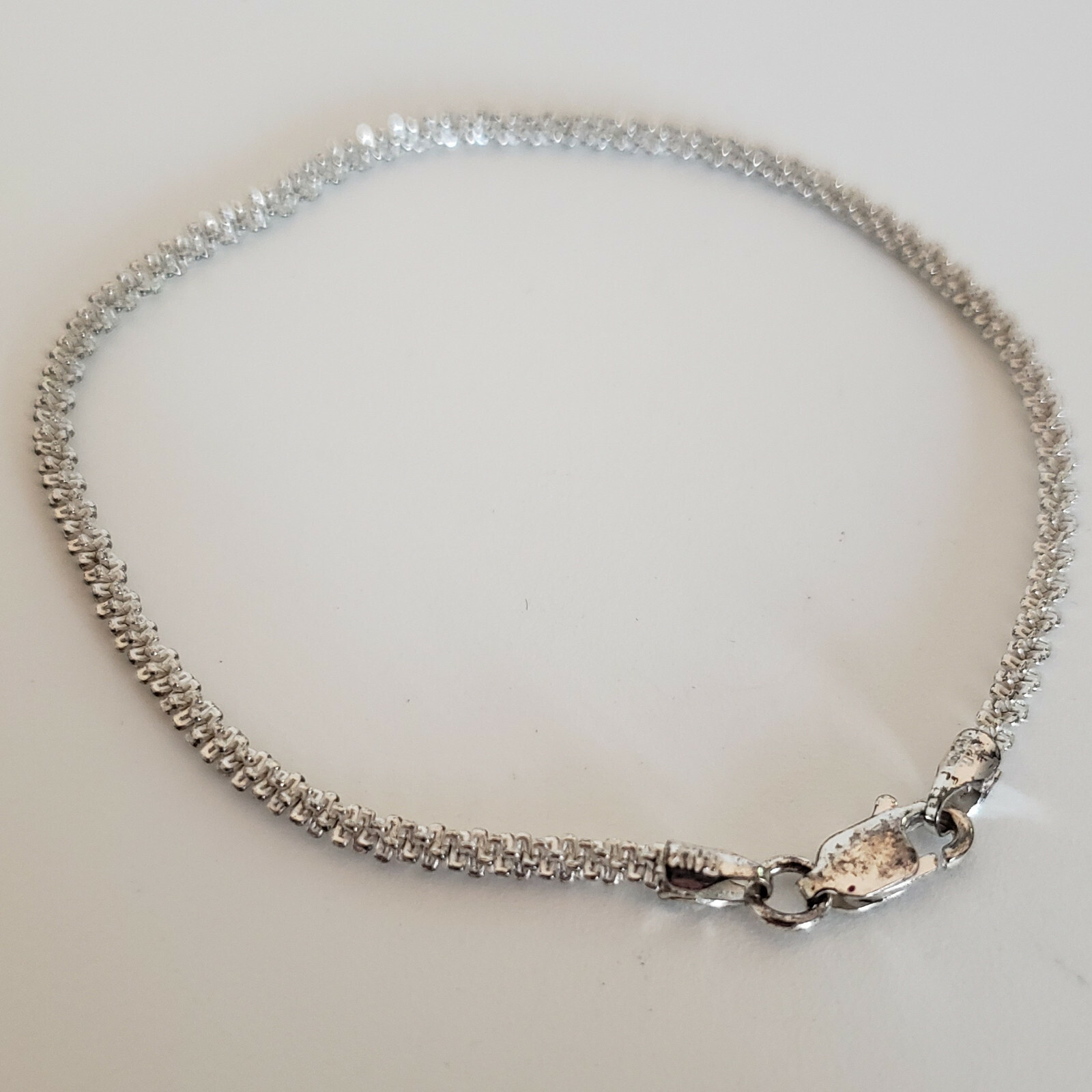 Sterling Silver Italy MWS Tennis Bracelet Rope Design 4.0g 7.25 in [6840]
