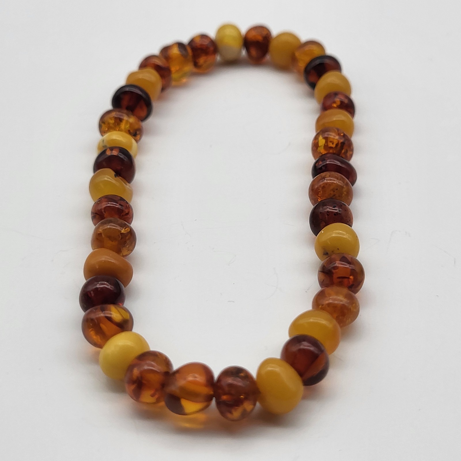 Beautiful Baltic amber bead bracelet egg yolk honey stretch band