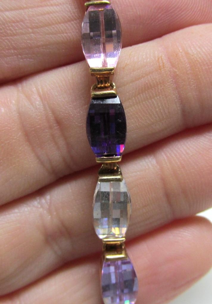 Unknown Faceted Stones Gold Plated Sterling Silver Bracelet ~ 21.4g ~ 2-K165