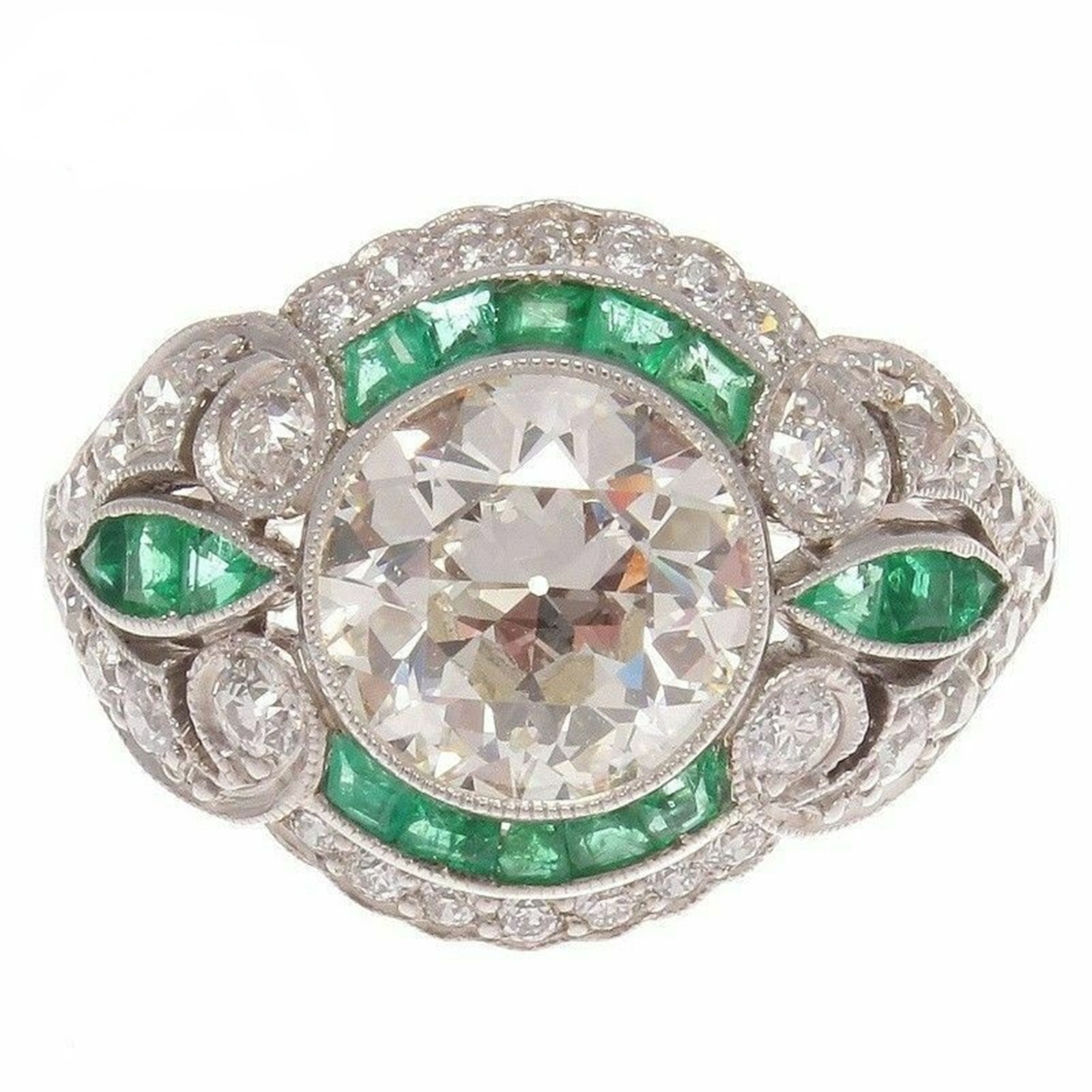 1930’s Circa Influence OEC CZ Stone 925 Silver Ring Art Deco Antique Jewelry
