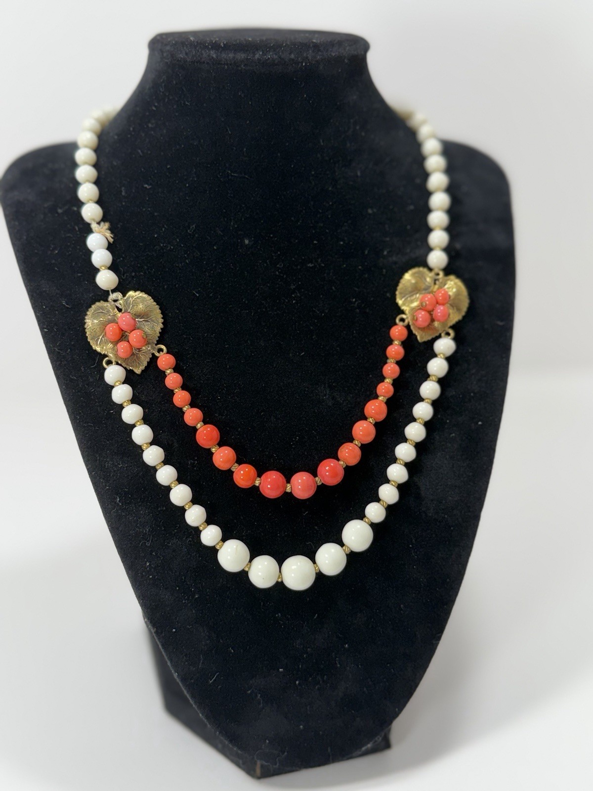 Stunning Antique Natural White & Pink Coral 18” Necklace 34g