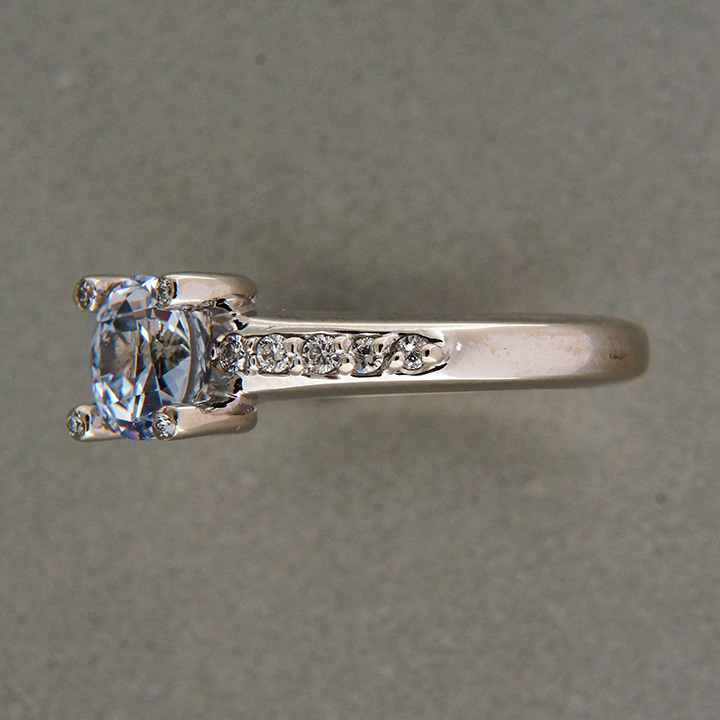 Vintage 1.45ct Natural Very Light Sapphire 14k White Gold .15ct Diamond Ring