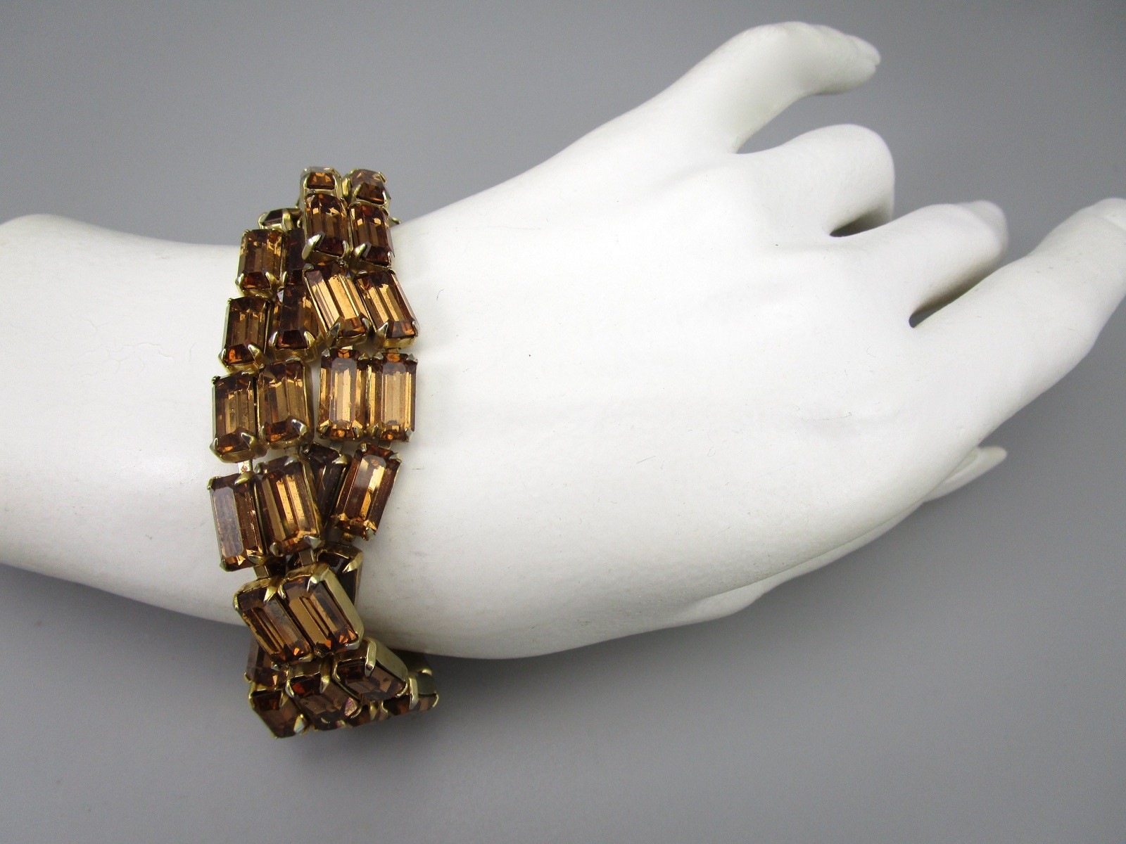 DAZZLING VINTAGE SIGNED WEISS TOPAZ RHINESTONE NECKLACE BRACELET EARRINGS SET
