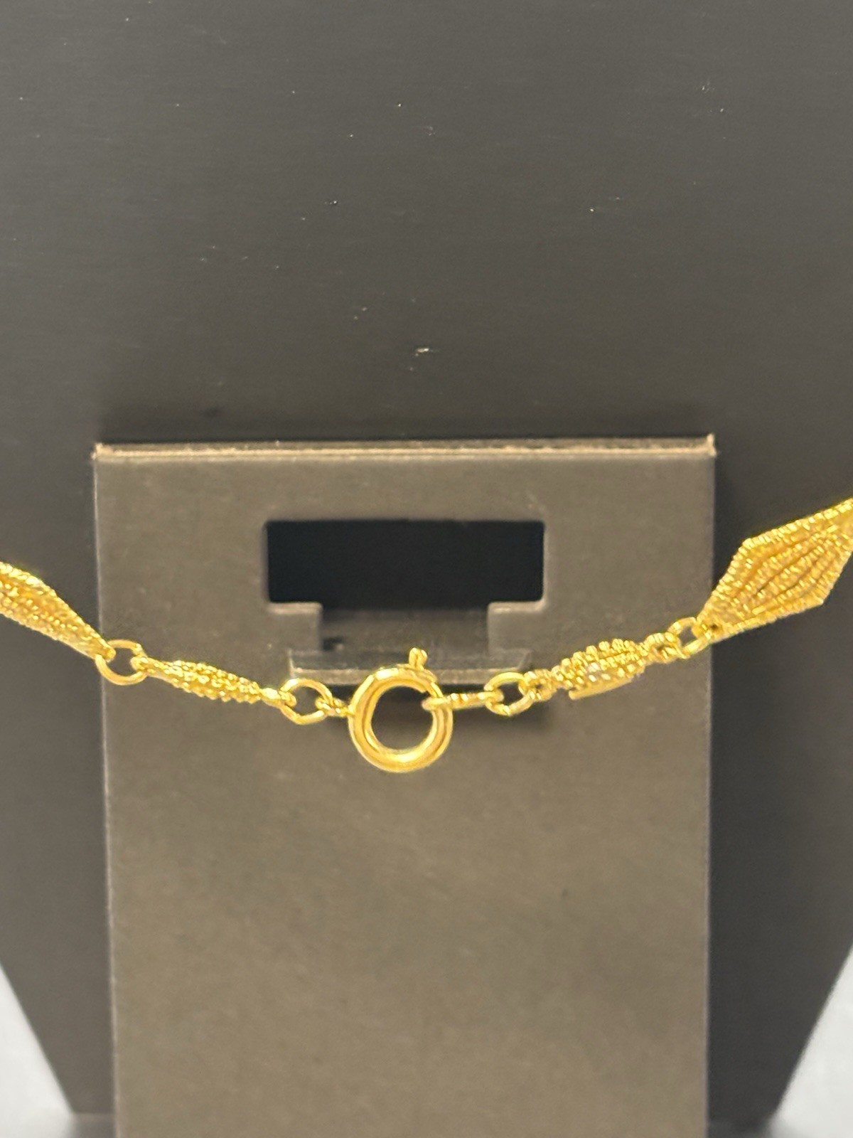 ⁠Vintage Etruscan Revival Black/Gold Enamel Double Crescent Pendant Necklace 20″