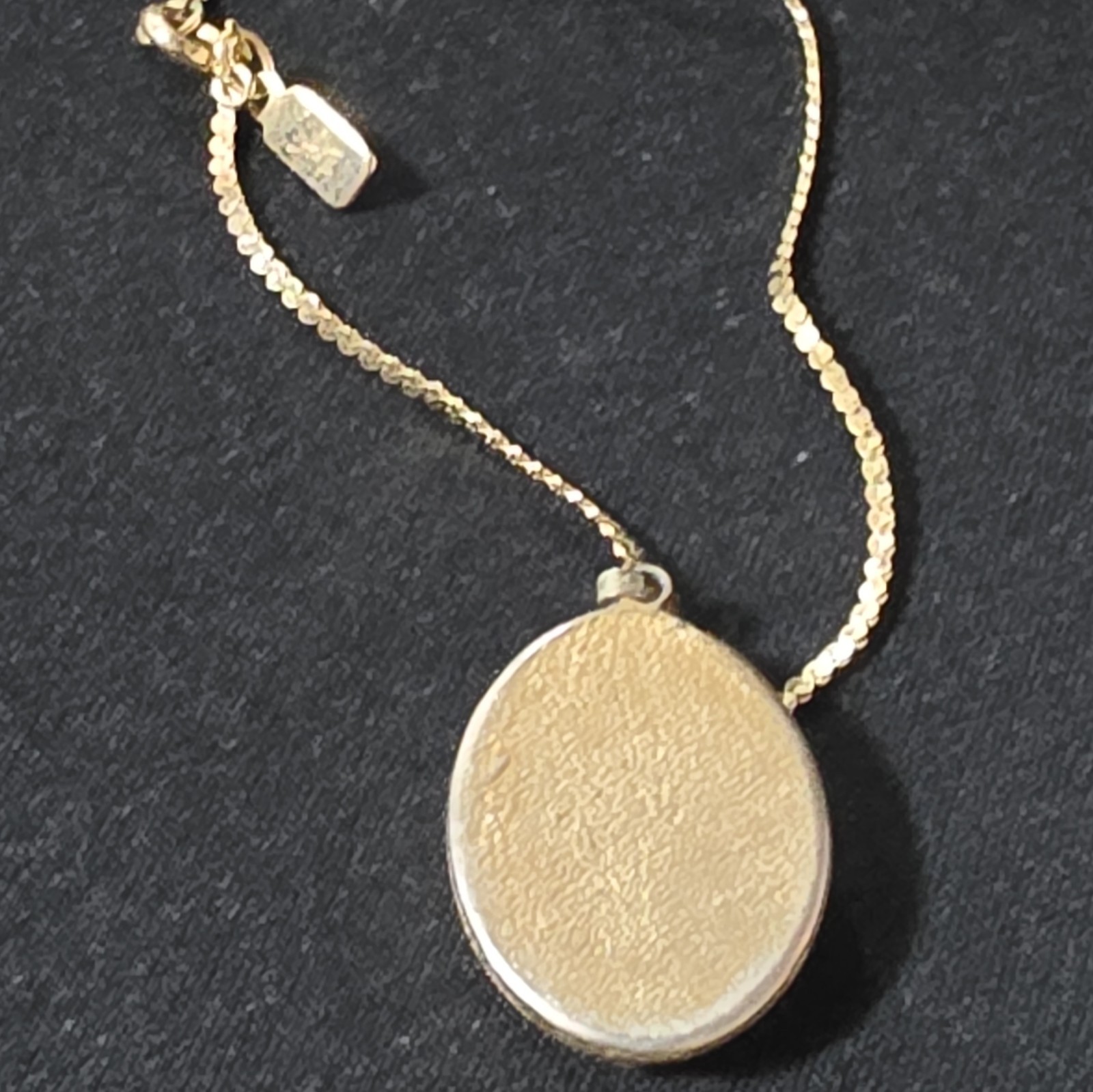 Oval Cameo Portrait Pendant Necklace, Gold Tone Setting, Orange & Cream