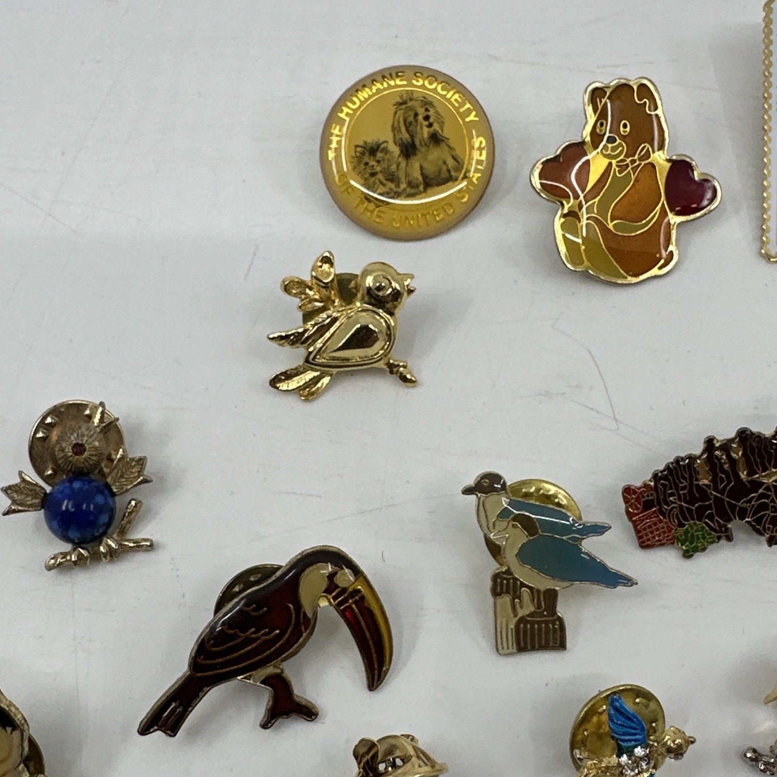 Vintage Animal Enamel Pin Lot Birds Panda Wildlife Cloisonne Gold (PIN-1)
