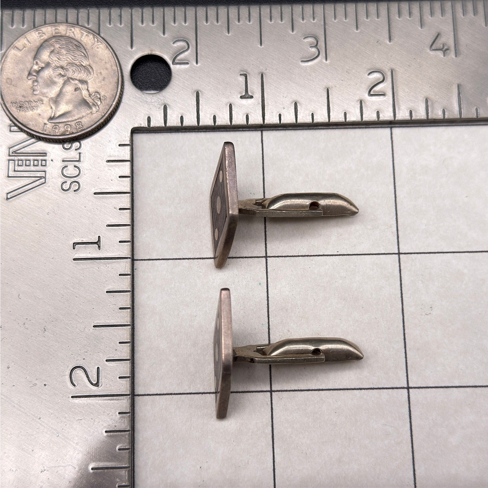 Vintage Wood Sterling Silver Taxco 980 Cufflinks
