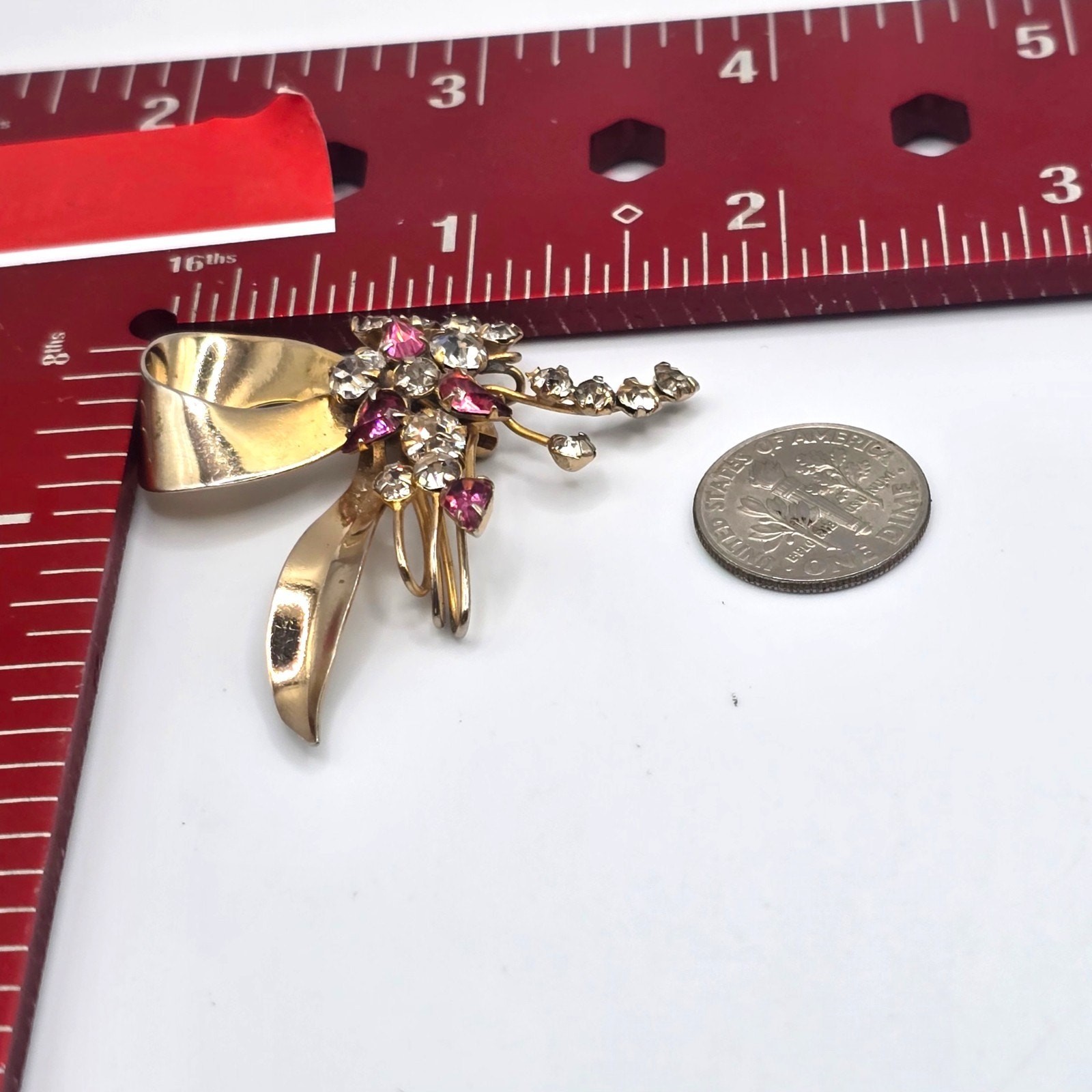 Brooch Vintage Floral Spray Signed Scitarelli 50s Gold Filled MCM Small Pin