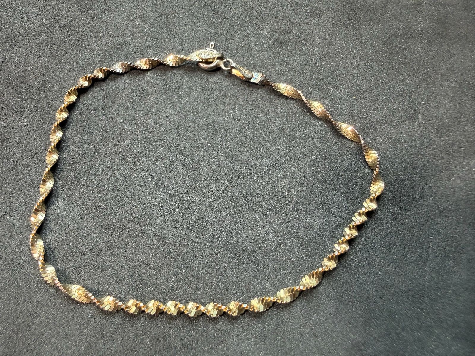 1.47g Vintage Sterling Silver 925 Twisted Rope Link Bracelet 7.25 in M