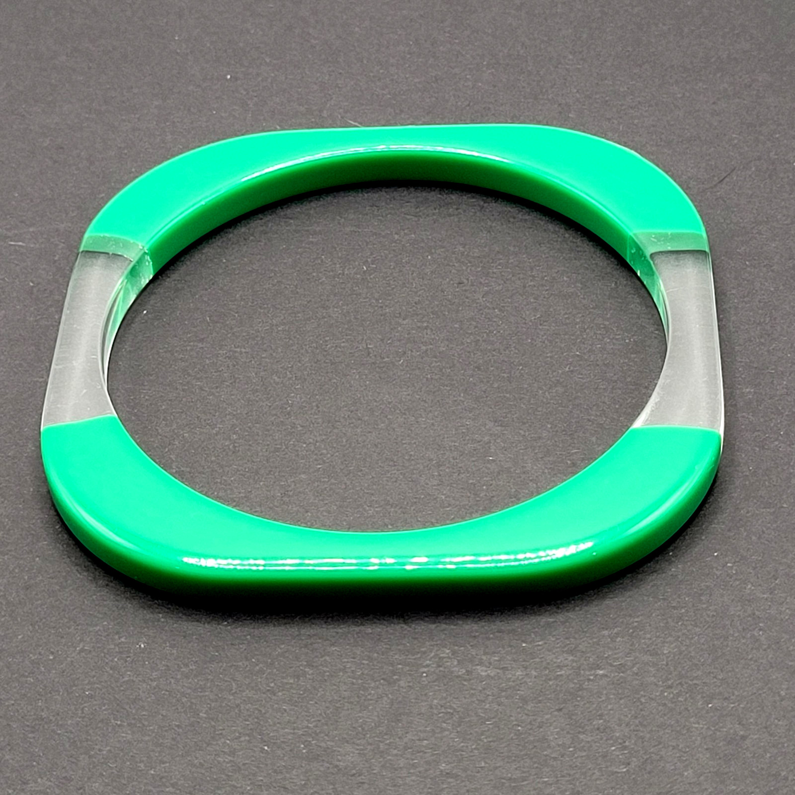 Green and Clear Lucite Bangle Bracelet Unique Retro Style Vintage 1980s