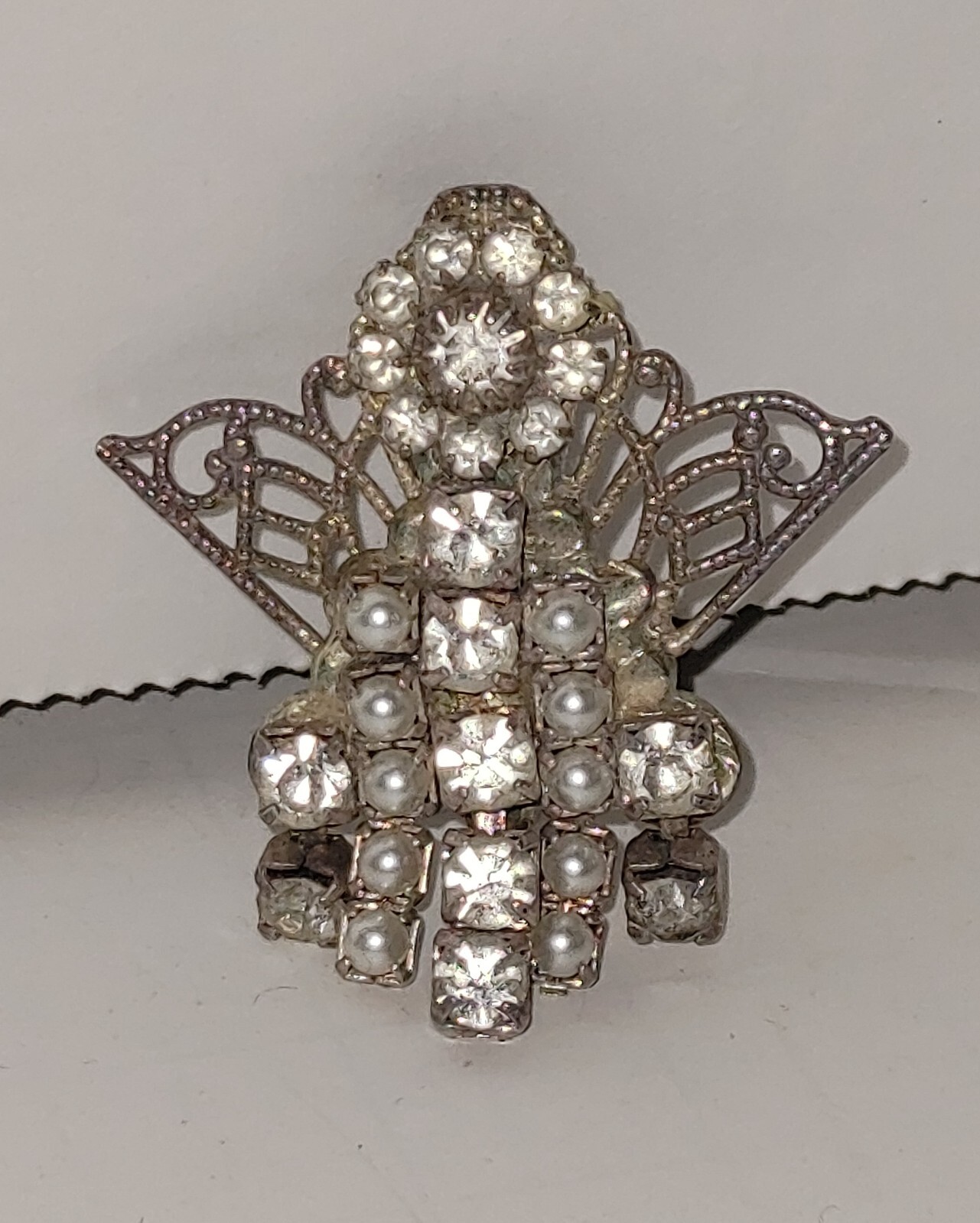 3 Vintage Angel Jane Davis Brooch Pins AOL Rhinestones Silver Gold Tone Brooches