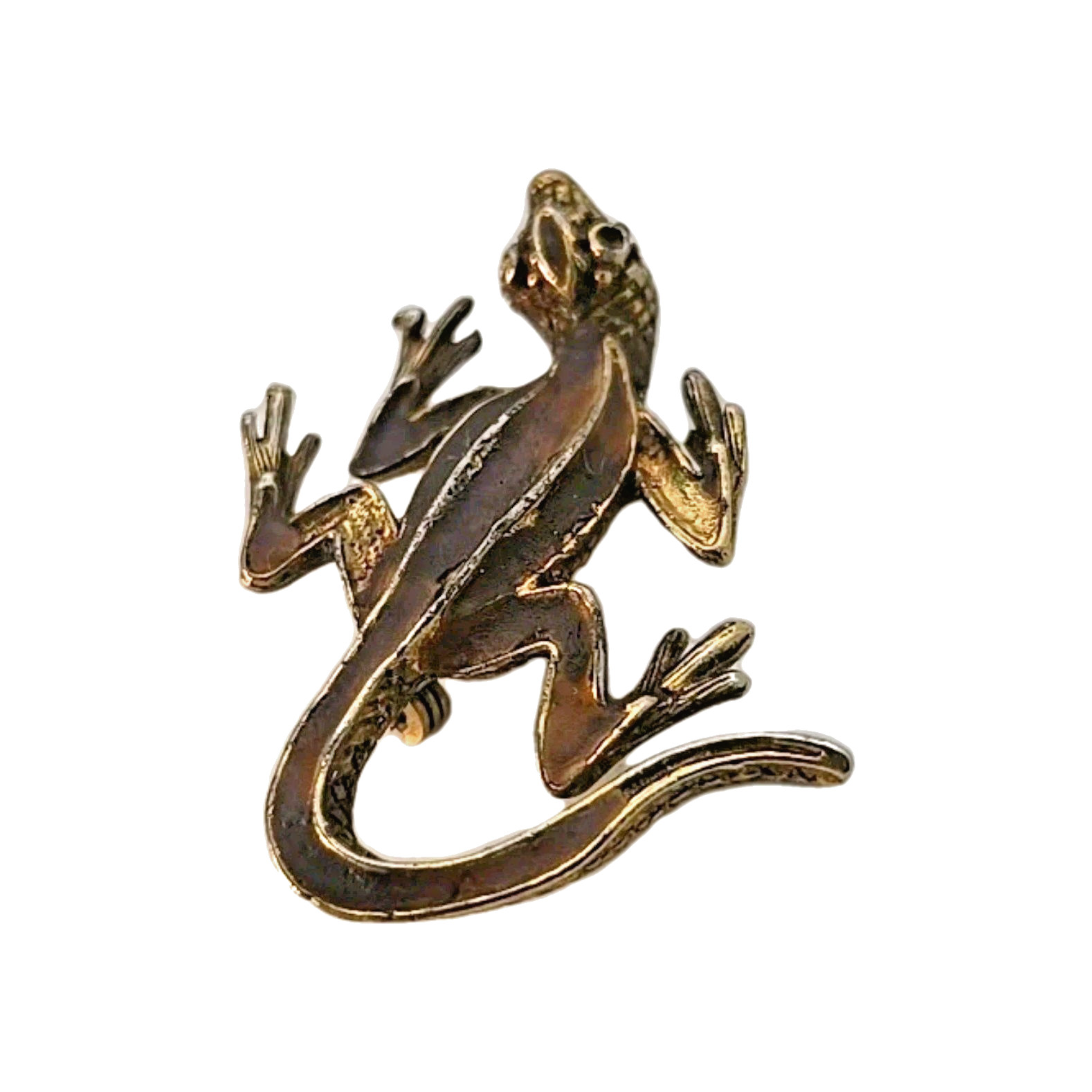 Vintage Brass Lizard Pin Brooch Mid-Century 1950s 1960s Reptile Jewelry