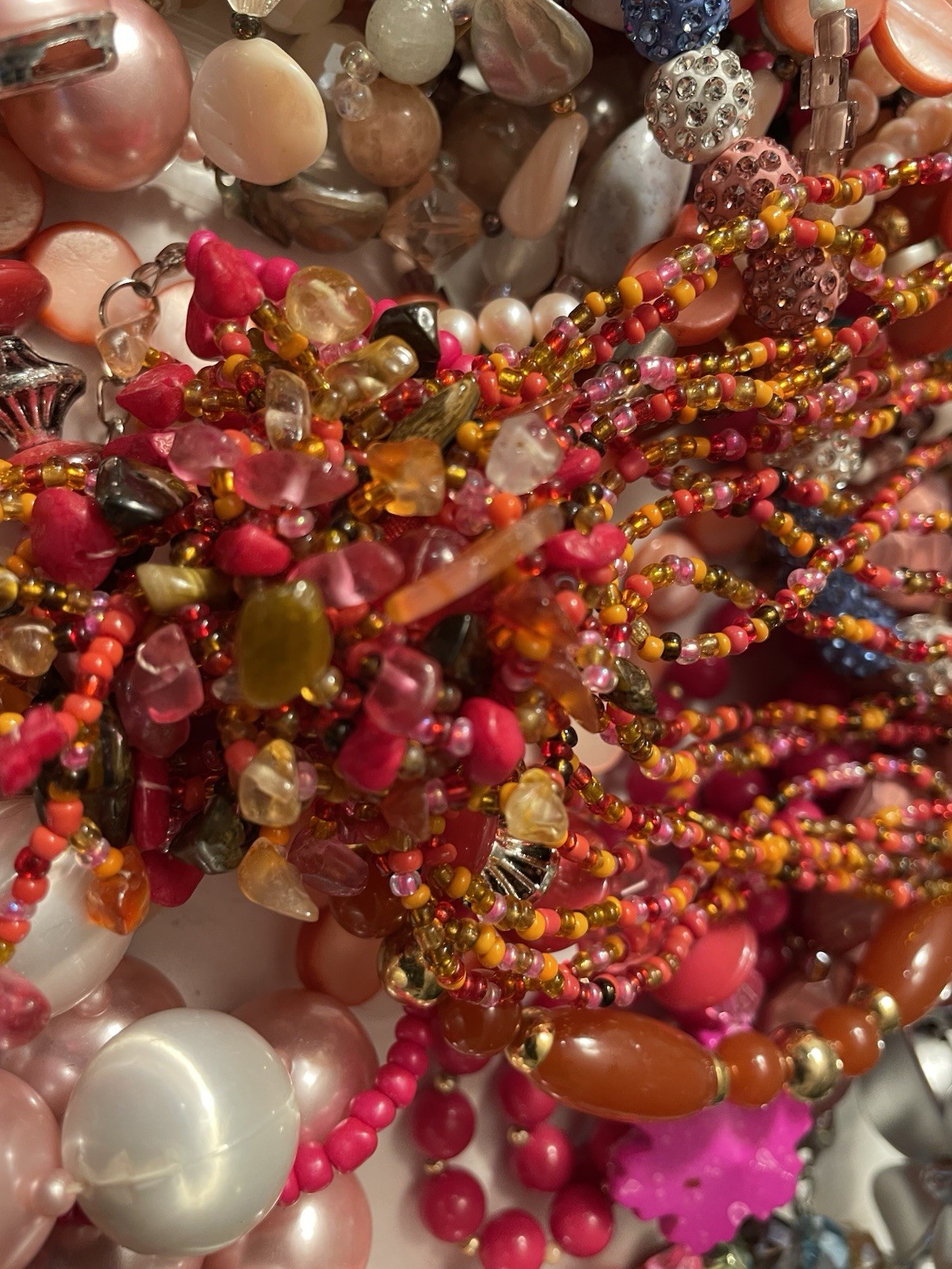 4Lb Mixed Mystery Jewelry Lot Vintage Mod Boho Beaded Necklaces Bracelets