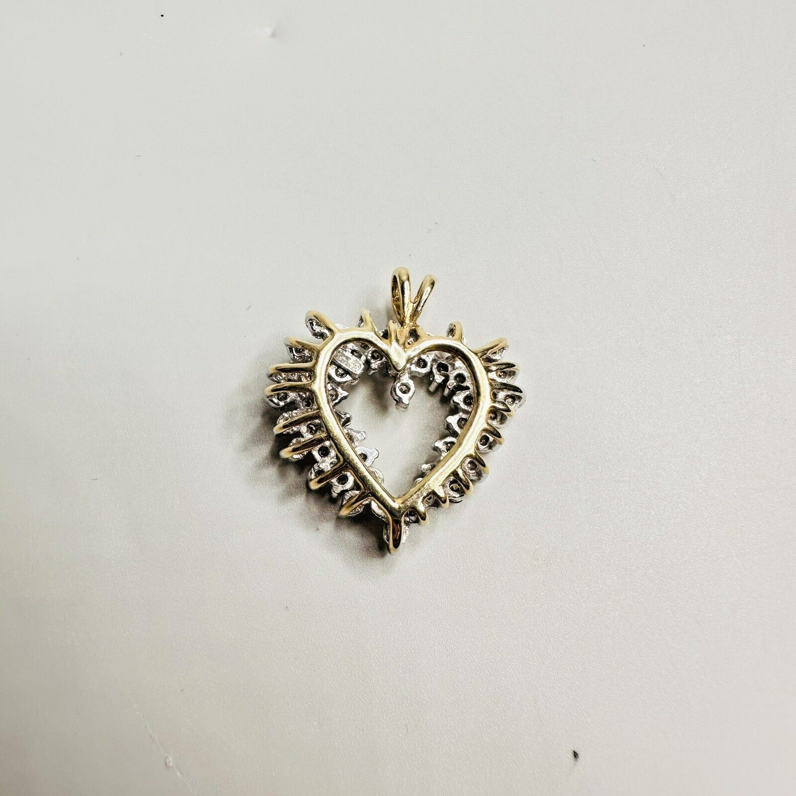 Vintage 14k Yellow/White Gold Champagne Diamond Cluster Heart Pendant
