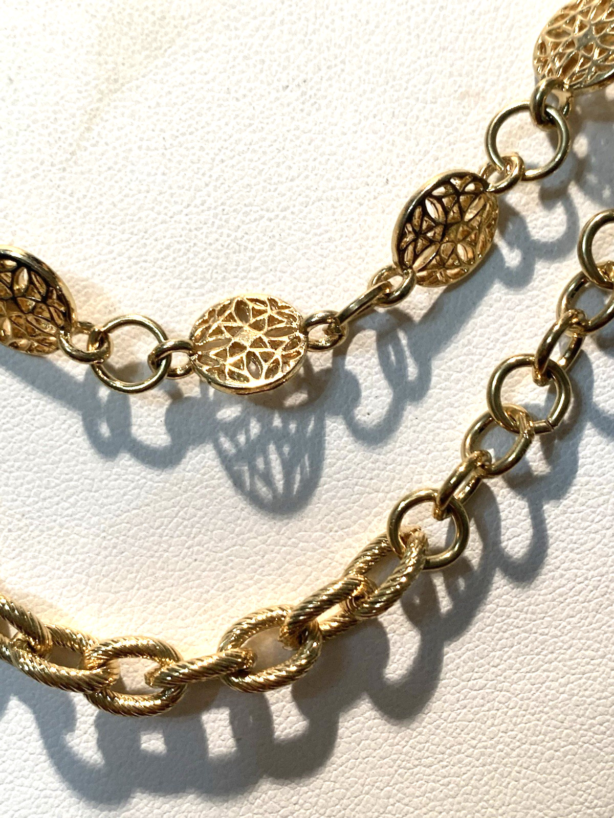 *ESTATE JEWELRY* VTG.MONET DOUBLE STRAND VICTORIAN LINK NECKLACE-18K PLATED-NWOT