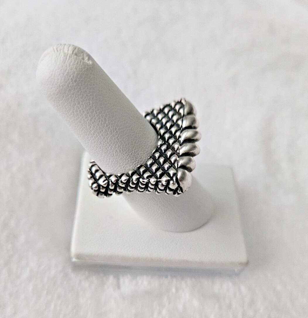 Vintage Dian Malouf Sterling Silver 925 Textured Twisted Rope Ring Size 7 PR