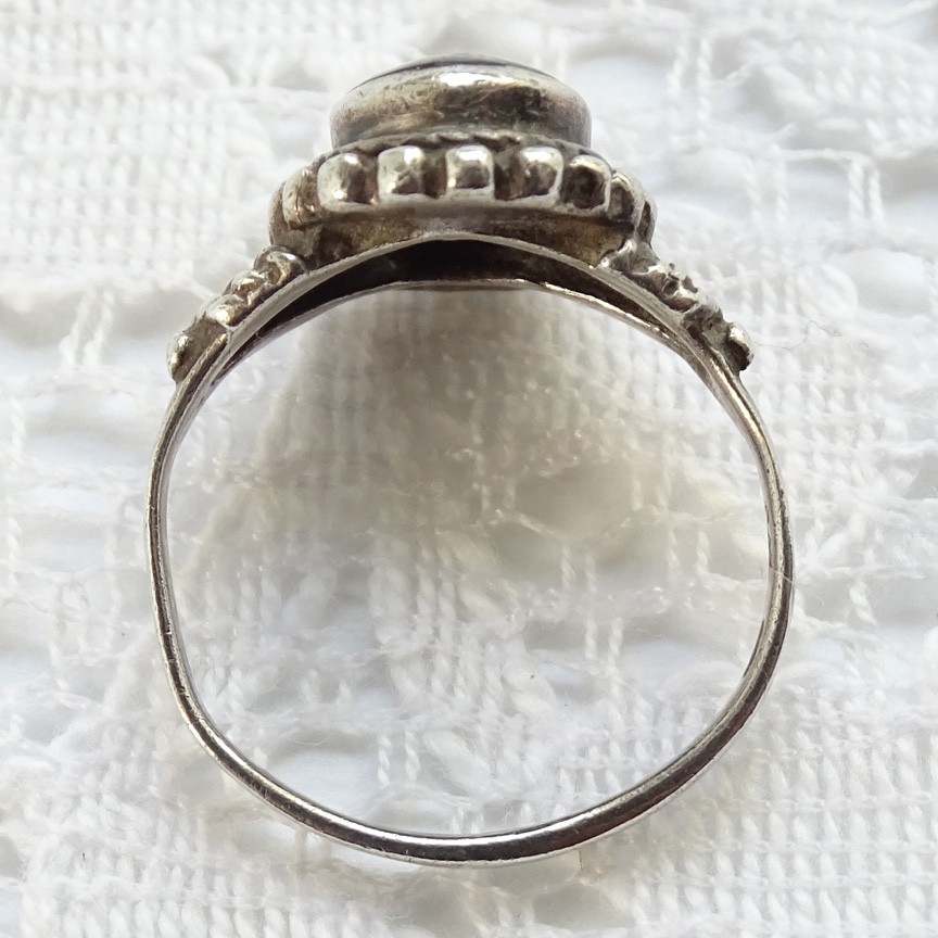 Vintage CW 925 Sterling Silver Black Onyx Designer Ring Size 6 3/4 Hallmarked