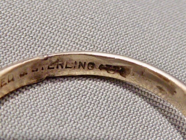 ANTIQUE EDWARDIAN 10K YG ON STERLING SILVER SIZE 6.75 CLEAR STONE RING DECO RING