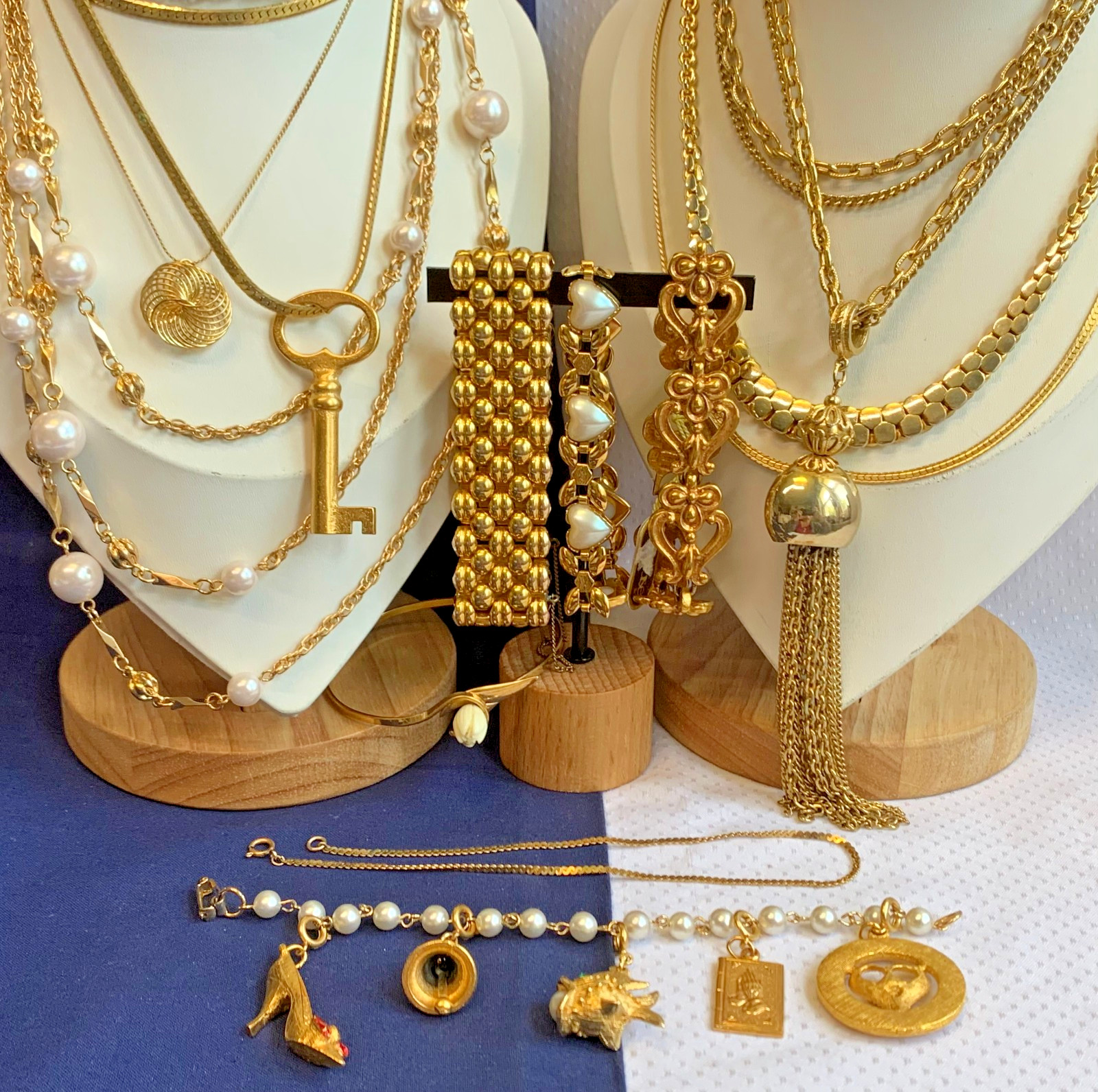 Vtg Costume Jewelry Lot Dauplaise CRL Avon Necklaces Bracelets Anklet Charms