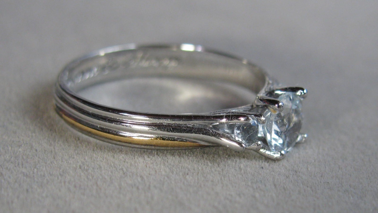 Sterling Silver White Topaz Triple Stone Ring 2.1g Size 10 BGE #B175