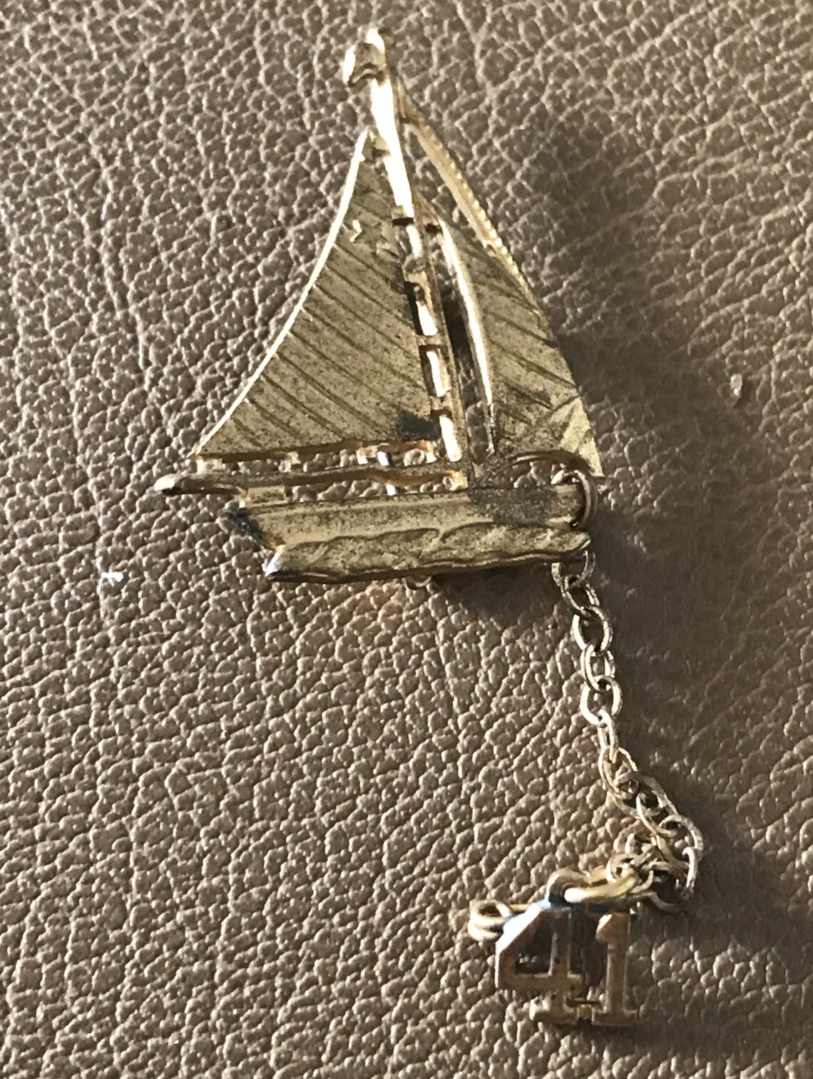 Antique 1941 Sailing Ship Pin Brooch Vintage Sailboat Navy