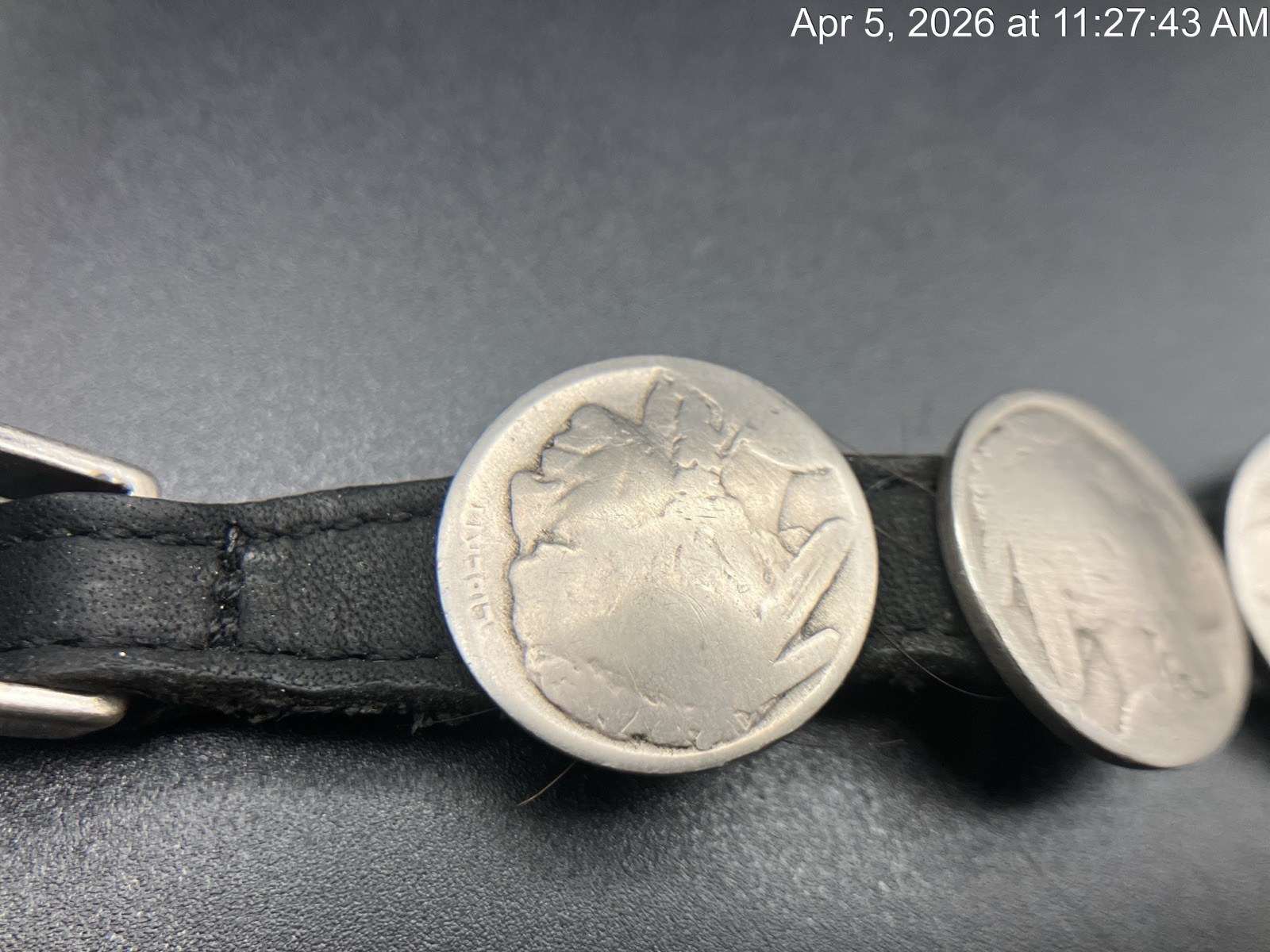 Vintage Leather Navajo Buffalo Nickel Coin Bracelet Native American Style