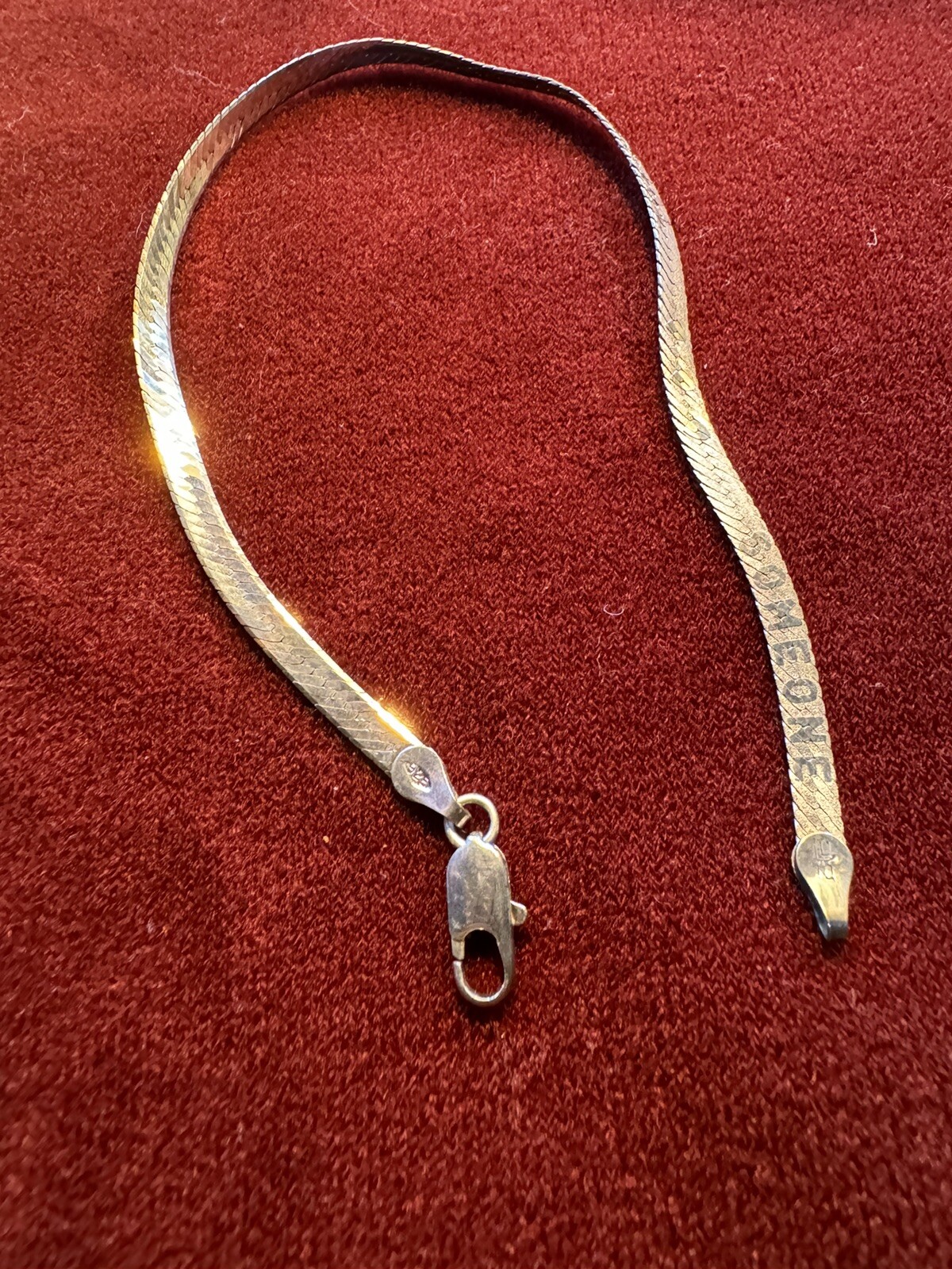 “Someone Special” Etched Vintage Herringbone 925 Sterling Silver Italy 7.25in 3G