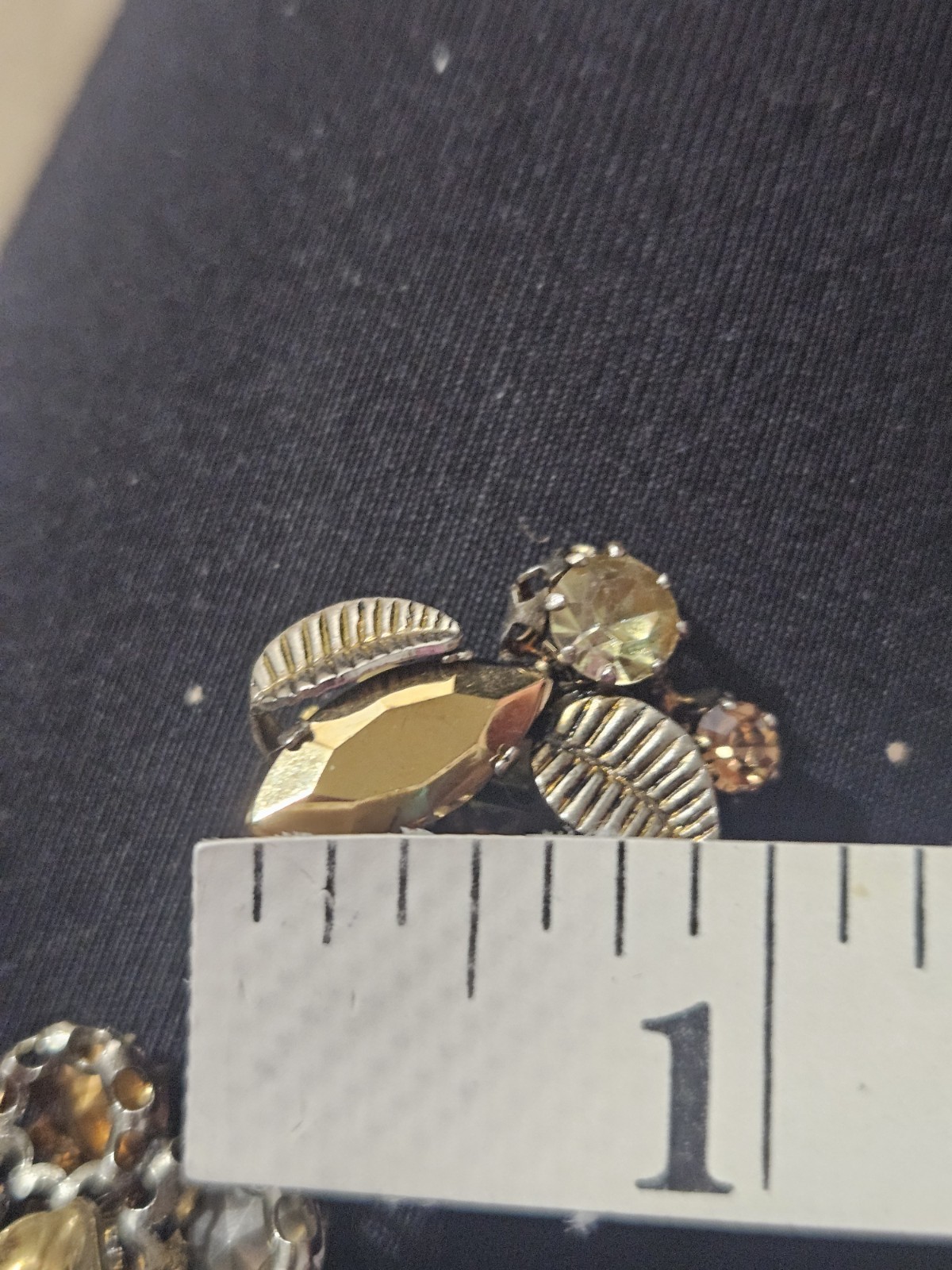 VINTAGE, 1980’S GOLD-TONE CLIP ON EARRINGS WITH RHINESTONES & LEAVES; AUSTRIA