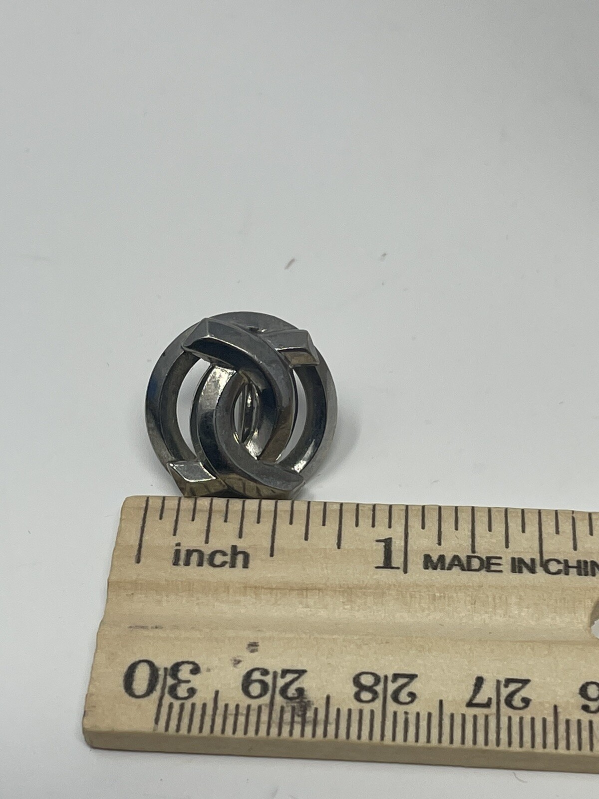 Vintage Mid Century Silver Tone Interlocked Circle Screw Back Earrings MCM Knot