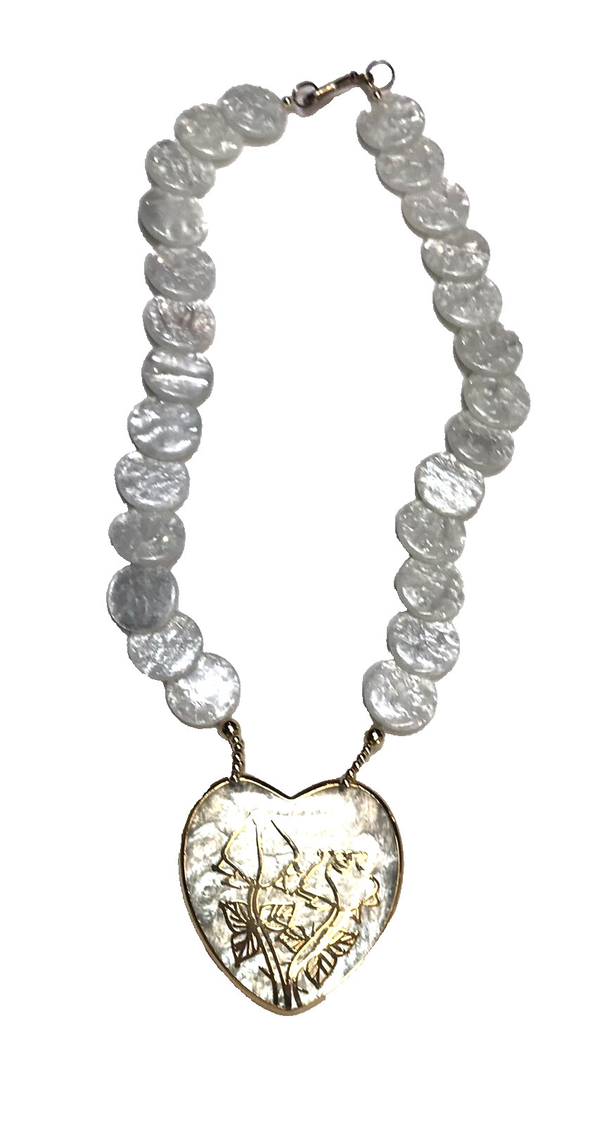 New Vintage White Lucite Statement Necklace Gold Tone Roses Made in Taiwan ROC