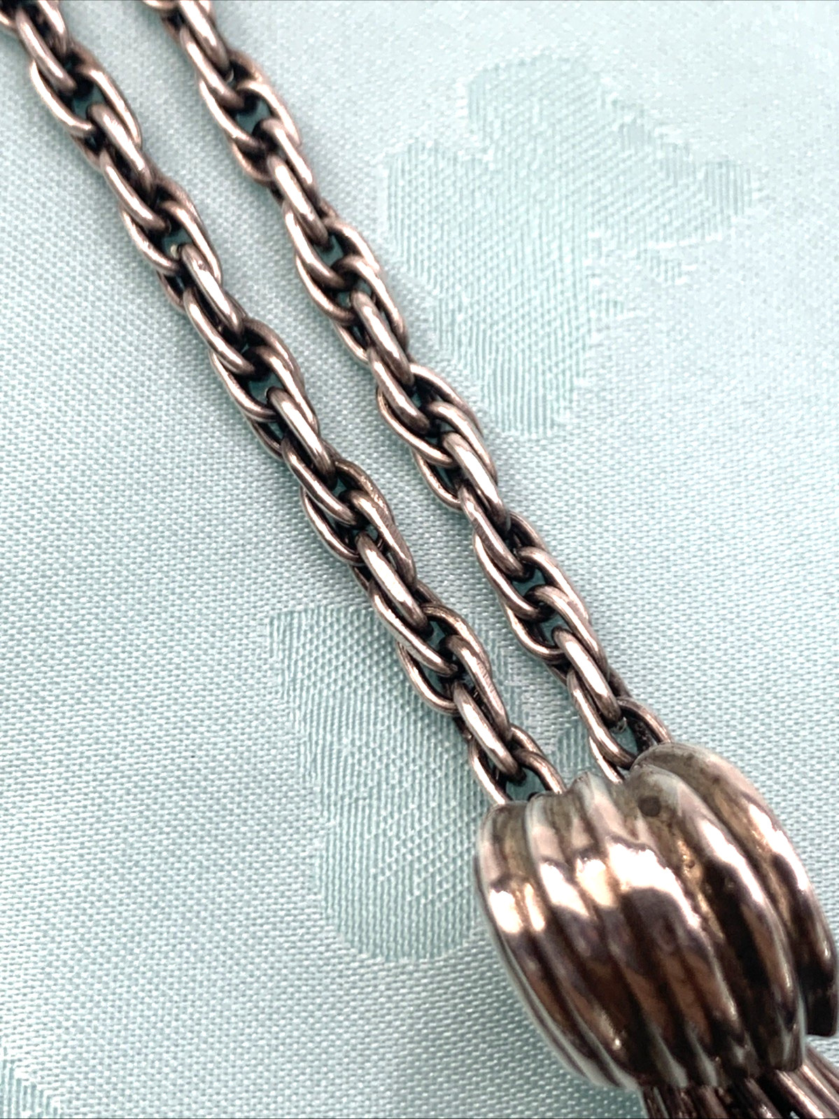 Vintage Sterling Silver and Green Onyx Mexican Mask Pendant & 28″ Necklace 73g